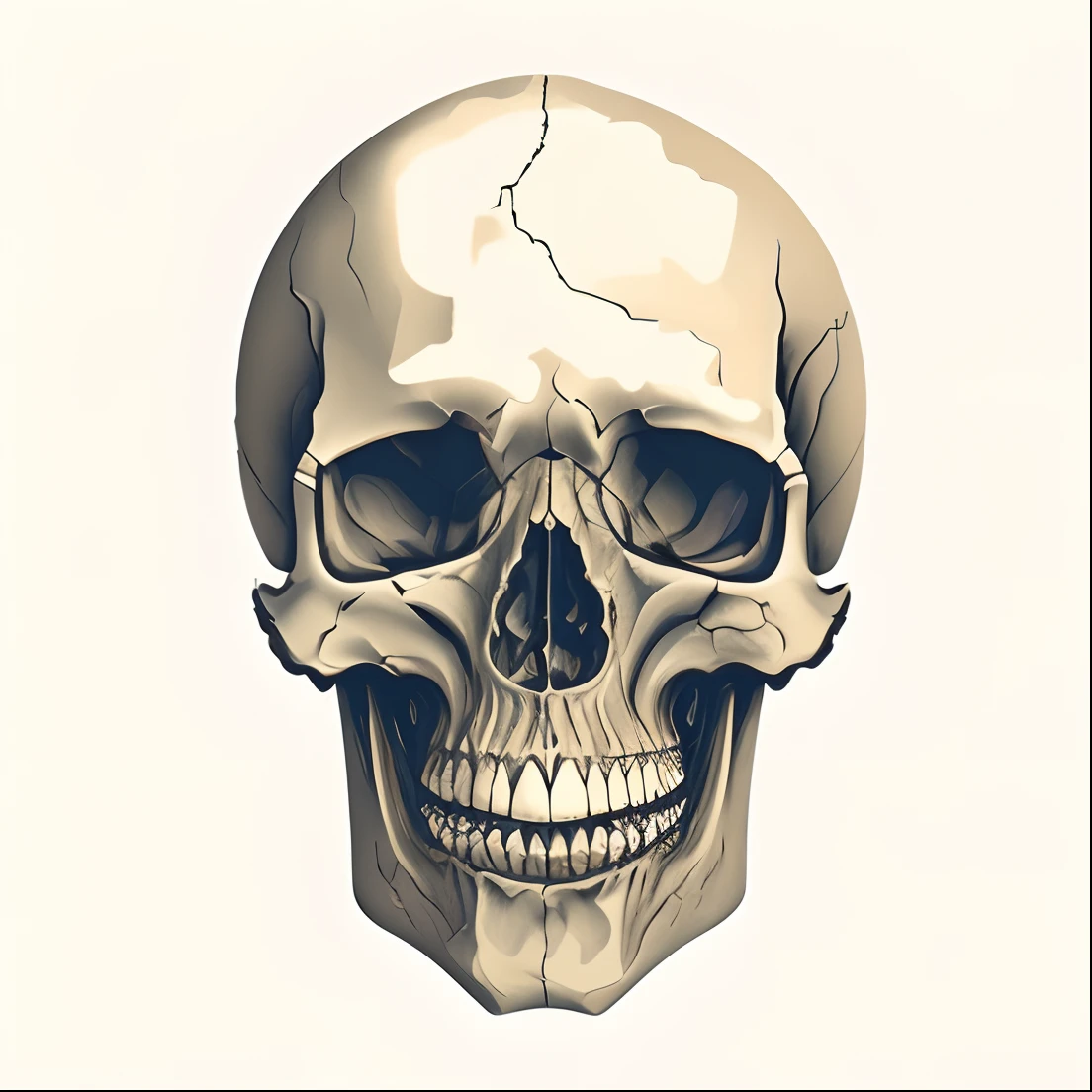 a closeup of a skull with a broken jaw and an absent jaw, skull protruding from face, Human skull, skull head, skull like, skull face, desenho de uma caveira, morphing skulls, skeleton face symmetrical face, the head of the man is a skull, ((skull)), half skull face, face do esqueleto, caveira