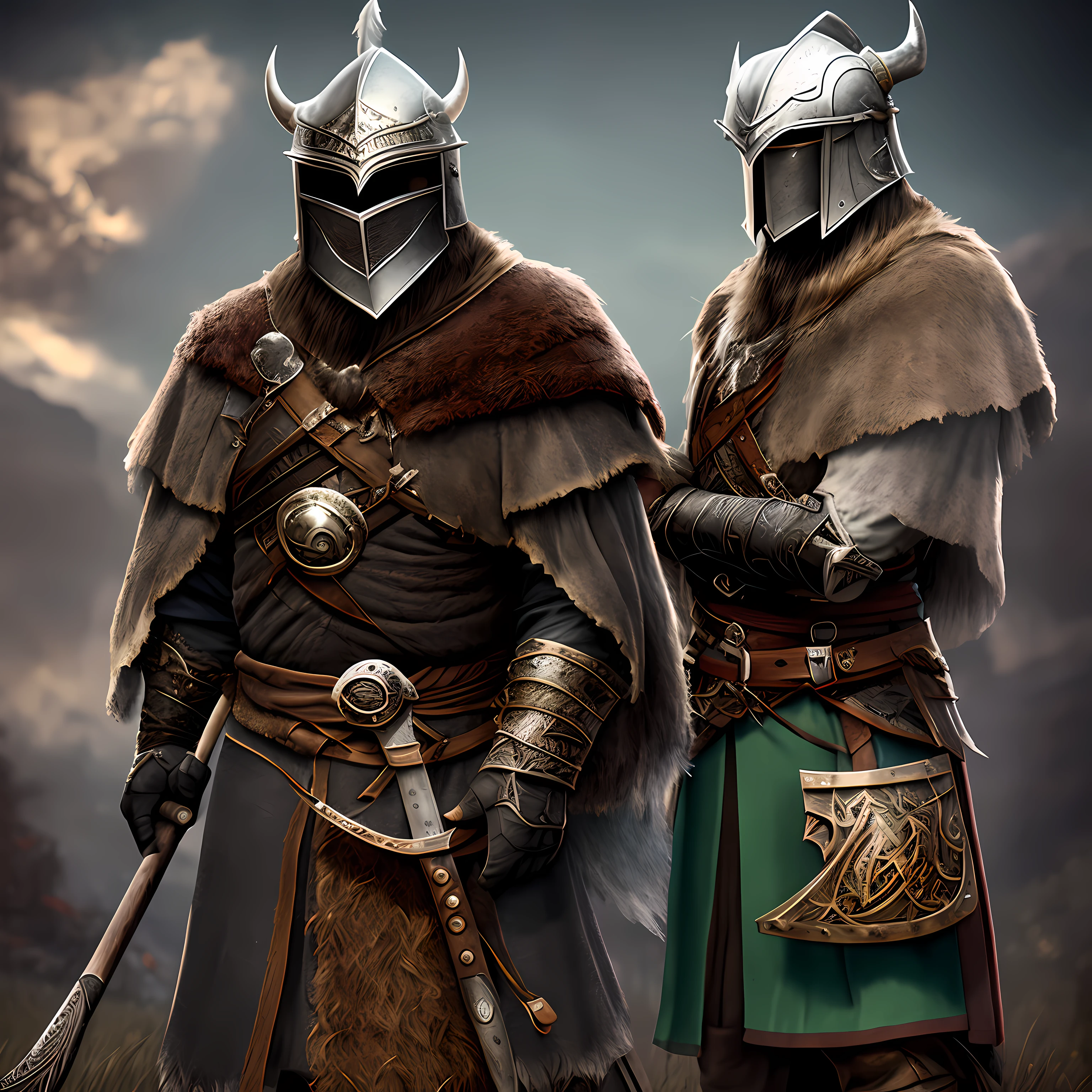 Long beard,mature,mtu,ax,scyscraper,Warriors,
Experienced hunter,
fur shawl,Short hair skirt,Horn helmet,Tattooed with,long cape,
Iron shoulder armor,
Viking warrior,saints,
European style,Vintage style,
k hd,32K,
full bodyesbian,