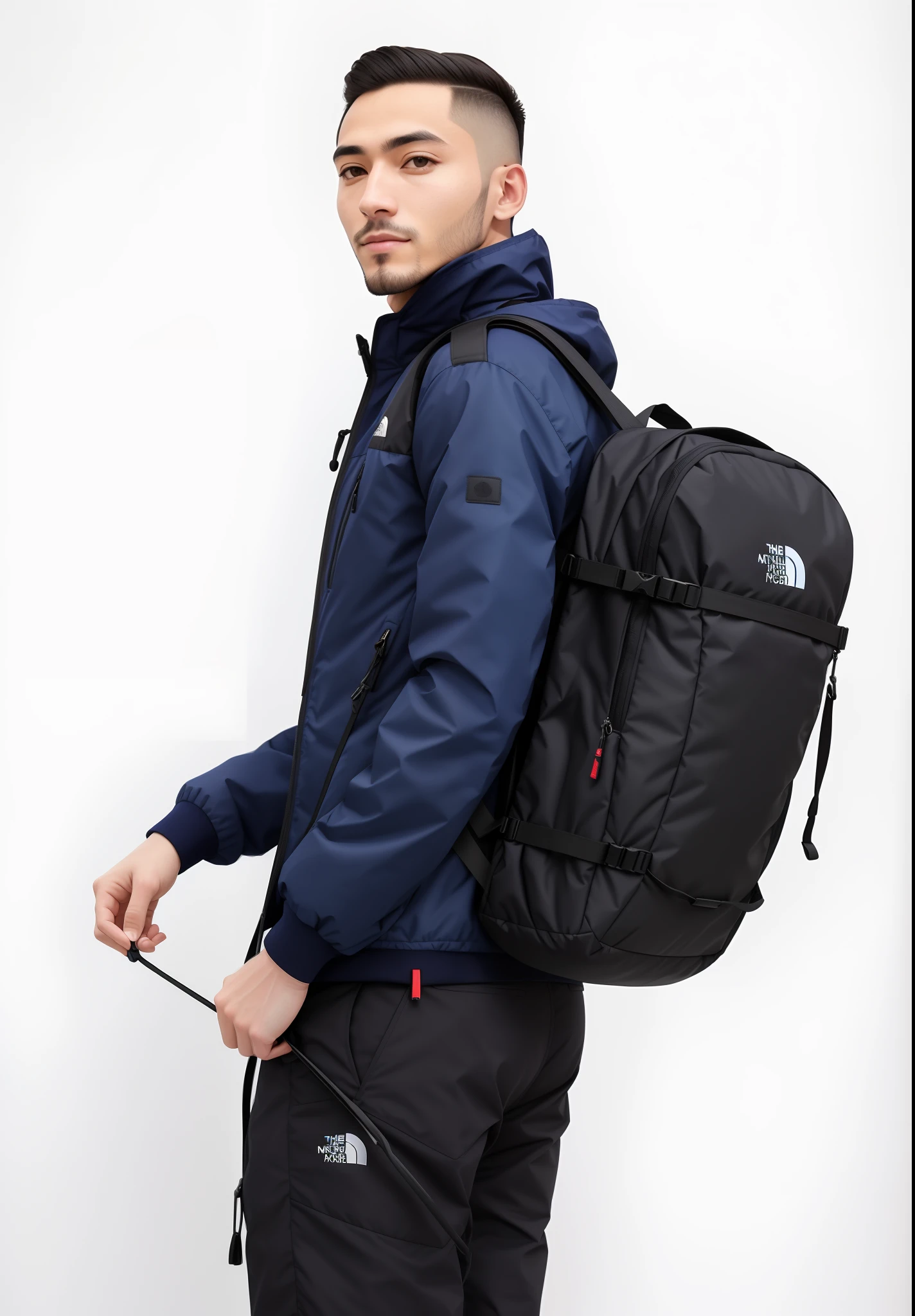 A mochila North Face Jester, um homem usando uma mochila, uma mochila, com uma mochila, mochila, o homem tem uma mochila, um homem vestindo uma jaqueta preta, rear facing, Foto de perfil, obra de arte, Fotografia de paisagem, tiro frontal, instagram post, Pack, foto do instagram, carregando um saco de selim, Sacos, Retrocesso