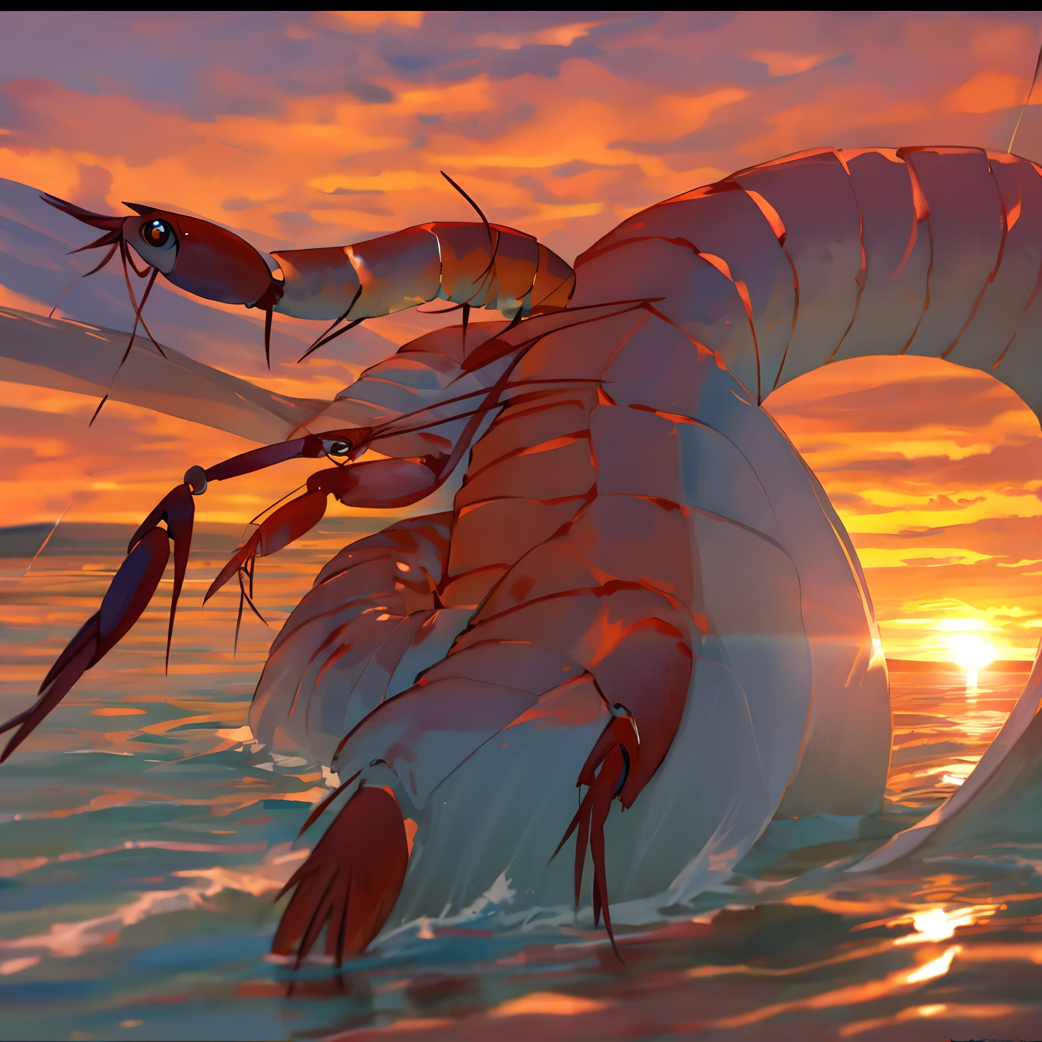 Skin shrimp at sunset