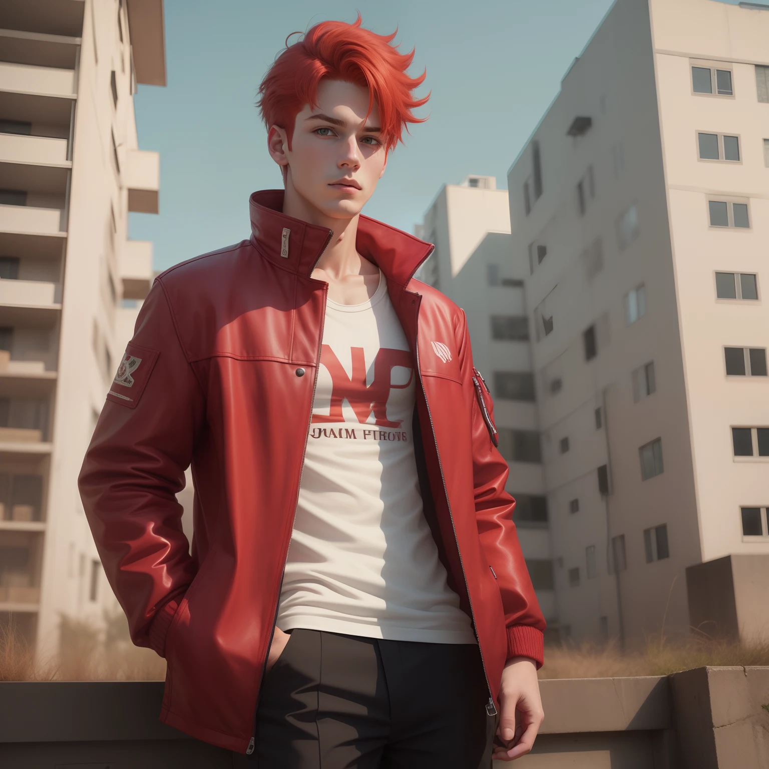 Red hair boy  whit jaket