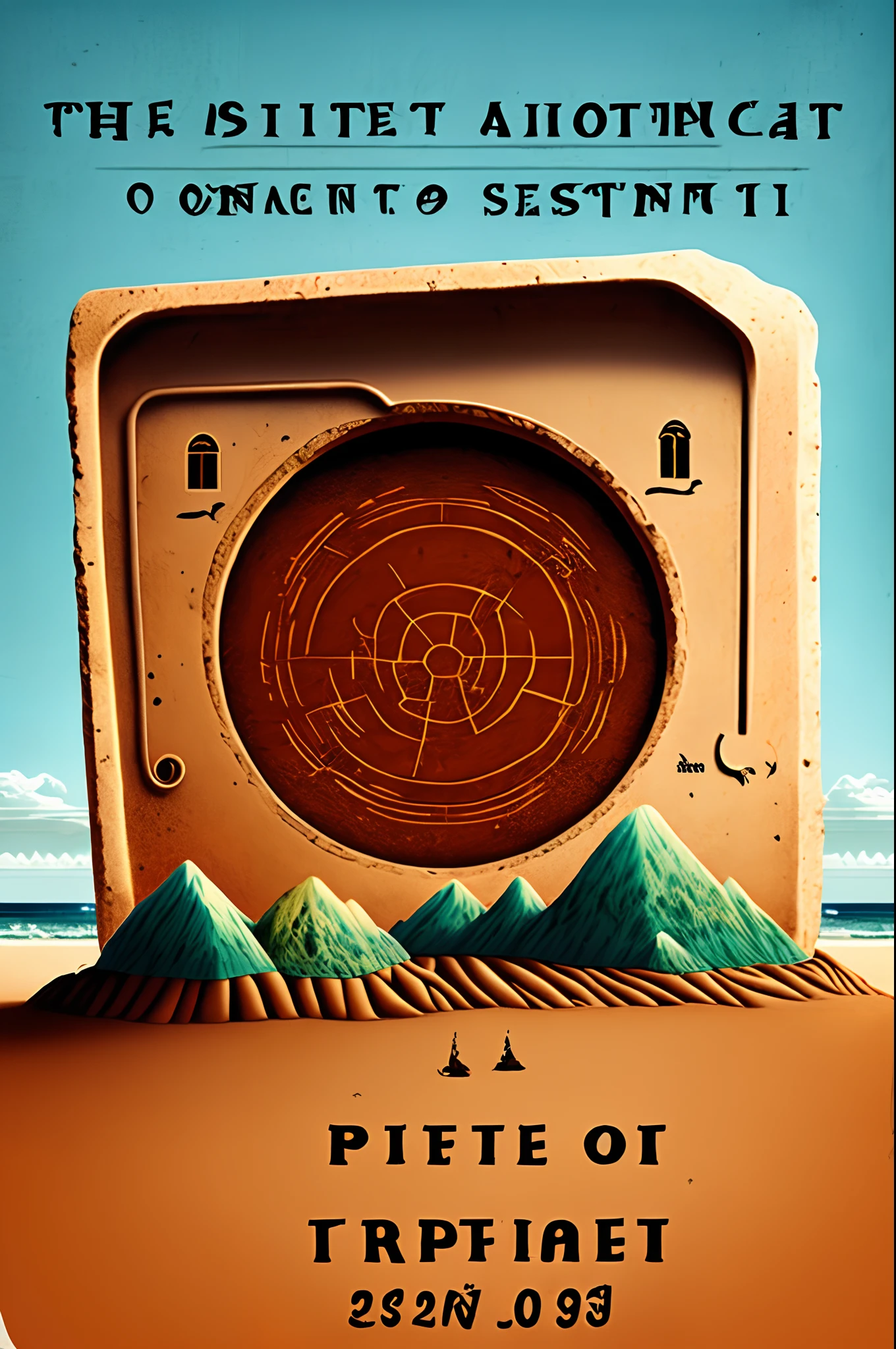 Create a picture with One Piece Red Earth Continent background,There should be pirates on the picture:The secret text of the Red Earth Continent