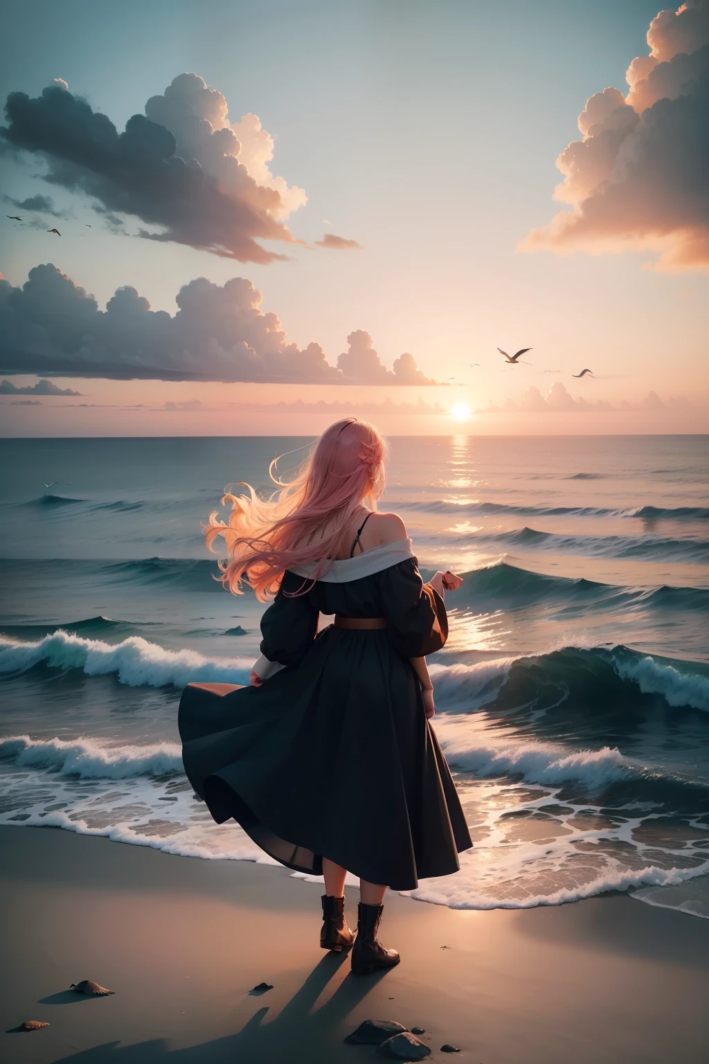 Imagine standing at the edge of a cliff overlooking a vast ocean. The sky is painted with shades of orange and pink, as the sun sets on the horizon. The water below is calm, but its surface reflects the colors of the sky, amplifying its beauty.
Suddenly, a gust of wind comes and blows your hair back. You close your eyes and take a deep breath, feeling the wind against your face. As you exhale, you let go of your anger. You feel it slip away from you like sand through your fingers.
As you open your eyes, you notice a group of seagulls fly by, their wings flapping gracefully against the wind. You watch as they circle around and land on a nearby rock, settling down for the night. Their soft calling sounds like music to your ears.
In that moment, you embrace gratitude. You feel thankful for the beauty surrounding you, for the chance to witness a sunset over the ocean, for the gift of being alive and present in this moment. You feel a sense of peace wash over you as you stay there, basking in the beauty of the world.
You realize that by letting go of your anger, you were able to open yourself up to joy and gratitude. And as you stand there, leaning over the cliff, you realize that life is full of moments like these. Moments of sorrow and anger may come, but they will always be followed by moments of beauty and grace, waiting to be noticed and embraced.