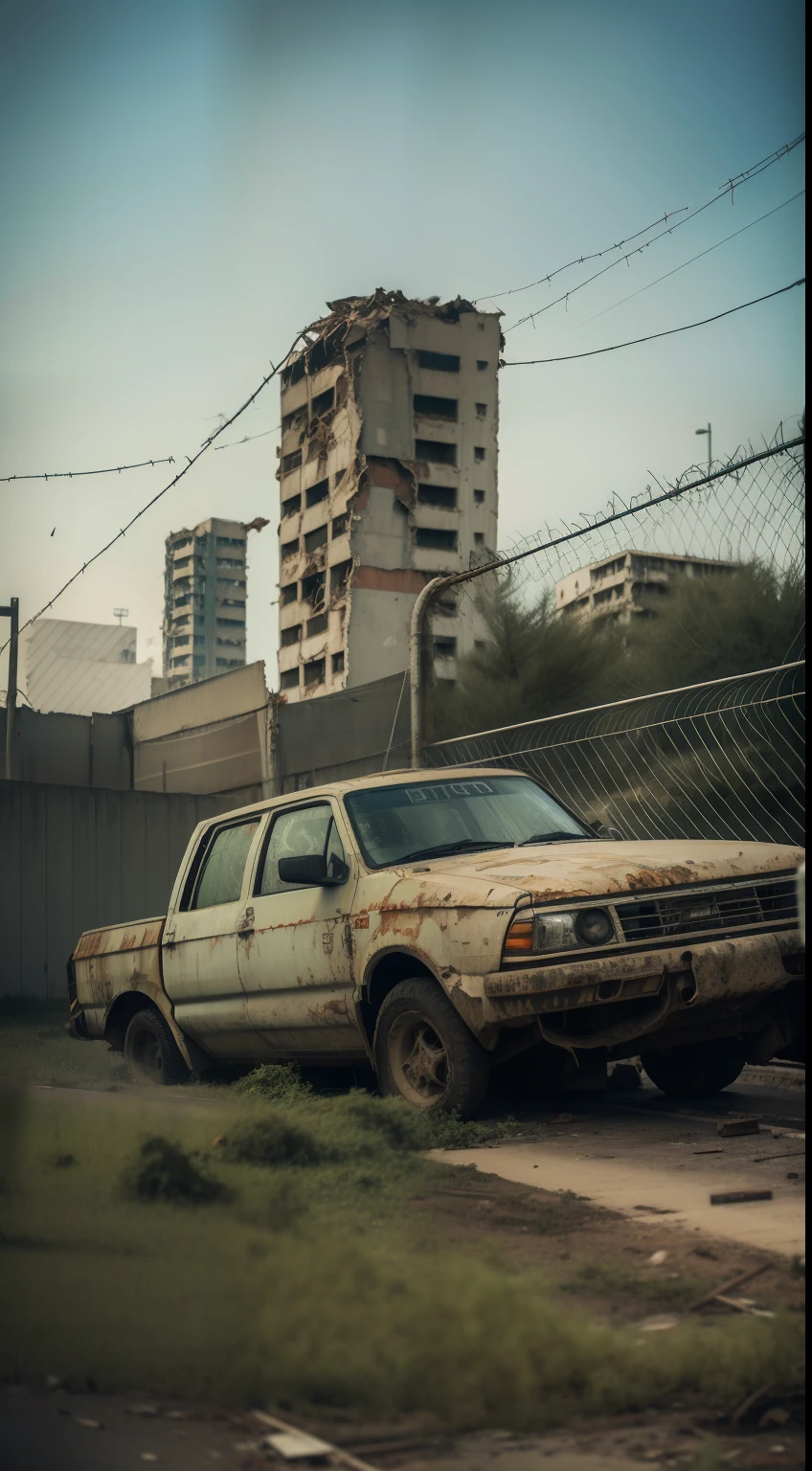 Doomsday Big City Ruins Abandoned Ruins Radiation Smoke Abandoned Pickup Rust Flaky Vines Moss Weed Ultra HD Cracked Road Doomsday Atmosphere Rendering Bleak Light Rain Smoke Desolation Military Card Wreckage Soft Barrier Wall Barrier Wall Aging Rain Marks Barbed Wire Barricade Badly Damaged Rusty Abandoned Military Base Armed Vehicle Cement Blastwall