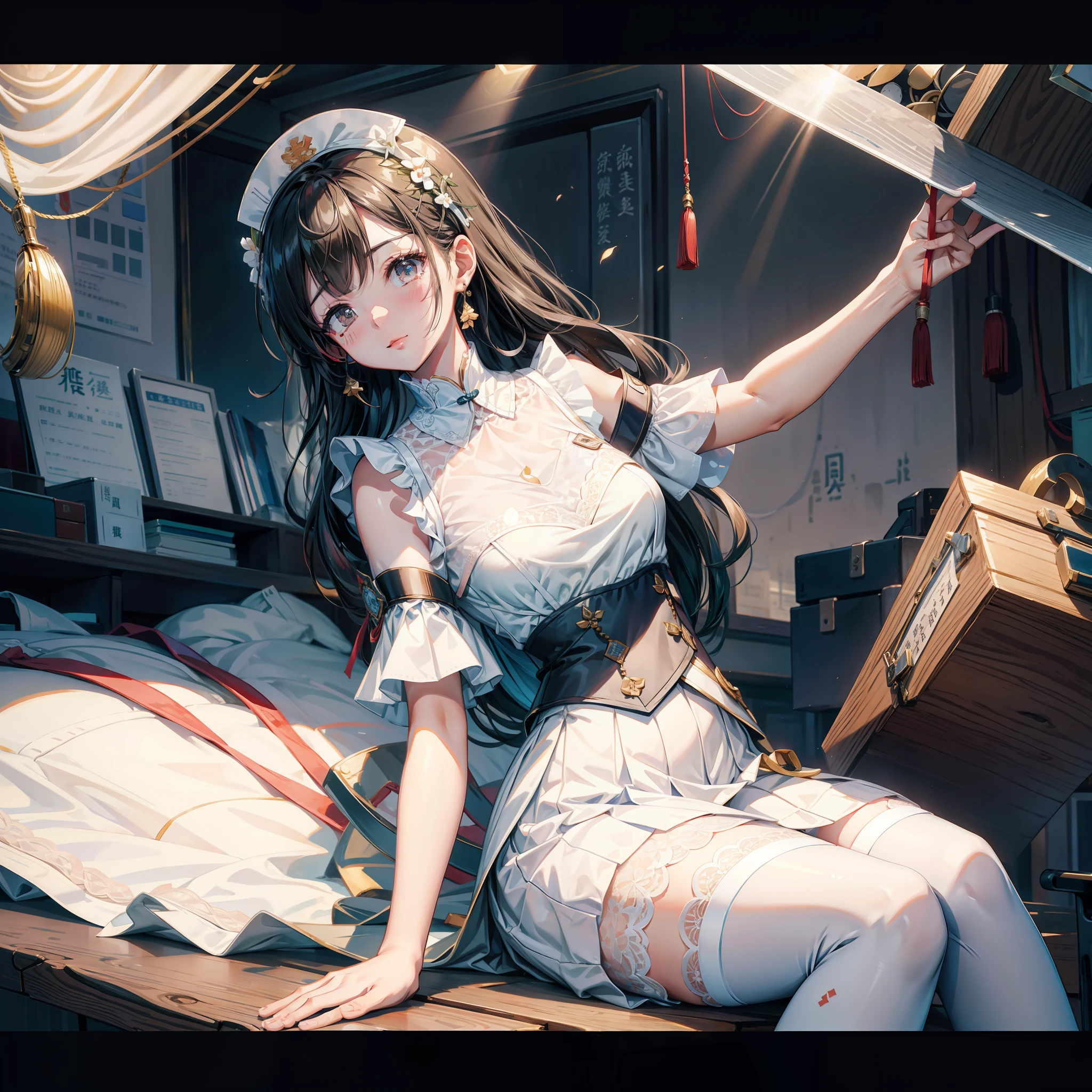 maidennurse,超高分辨率,Wallpapers,8K,Ray traching,(White lace collar),rays of sunshine,a skirt