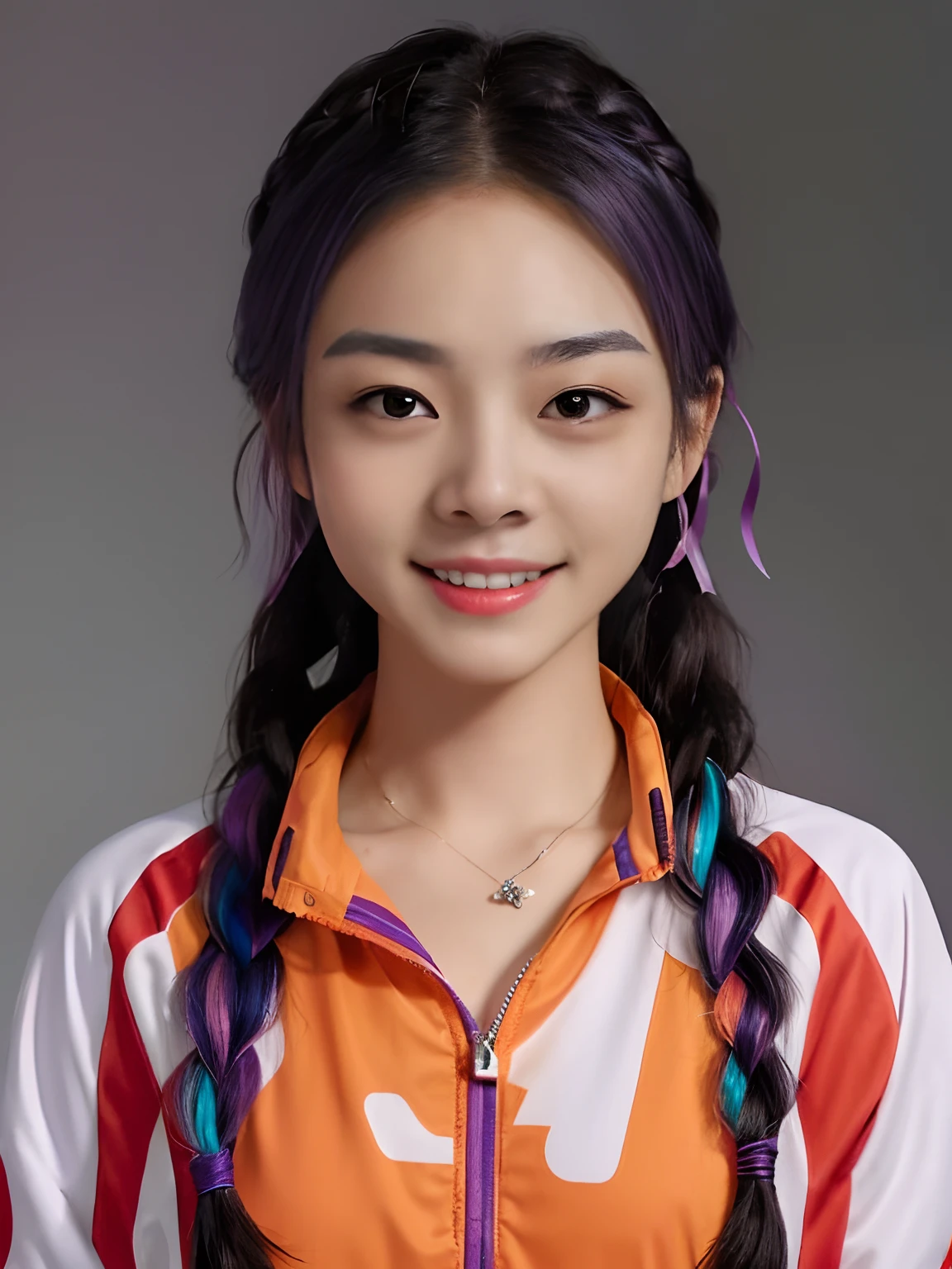 a close up of a woman with long hair wearing a jacket, wenfei ye, xintong chen, xision wu, colorful pigtail, xue han, wenjun lin, braid hairstyle, lei min, Li Zixin, mingchen shen, chinese artist, Lin Qifeng, Zhang Wanting, Yun Ling, yanjun cheng, wei wang