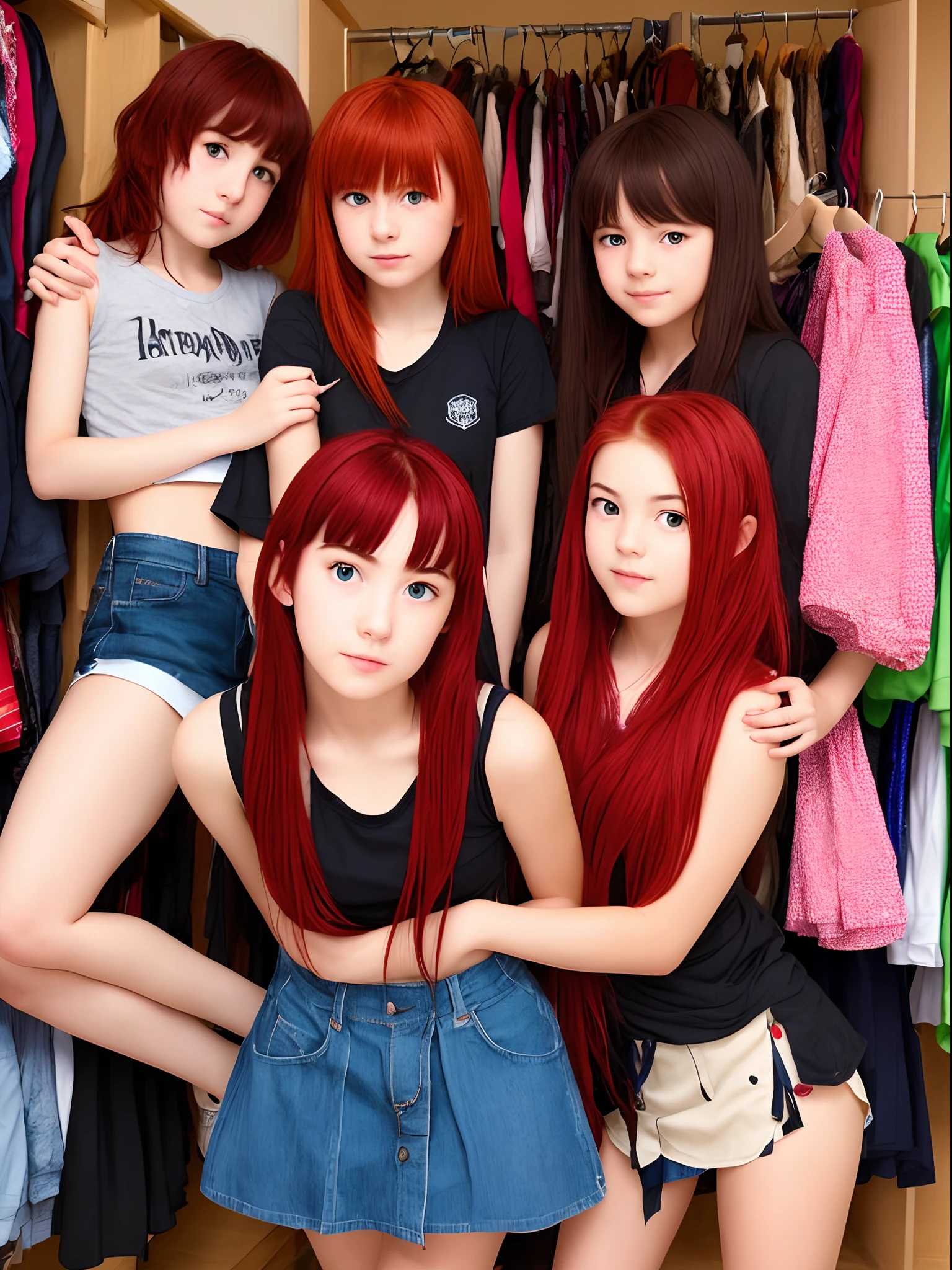Irish boy with red hair as long as girls and arranges girls' clothes