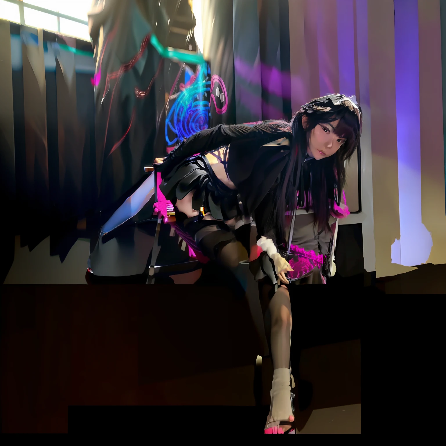 Black silk miniskirt