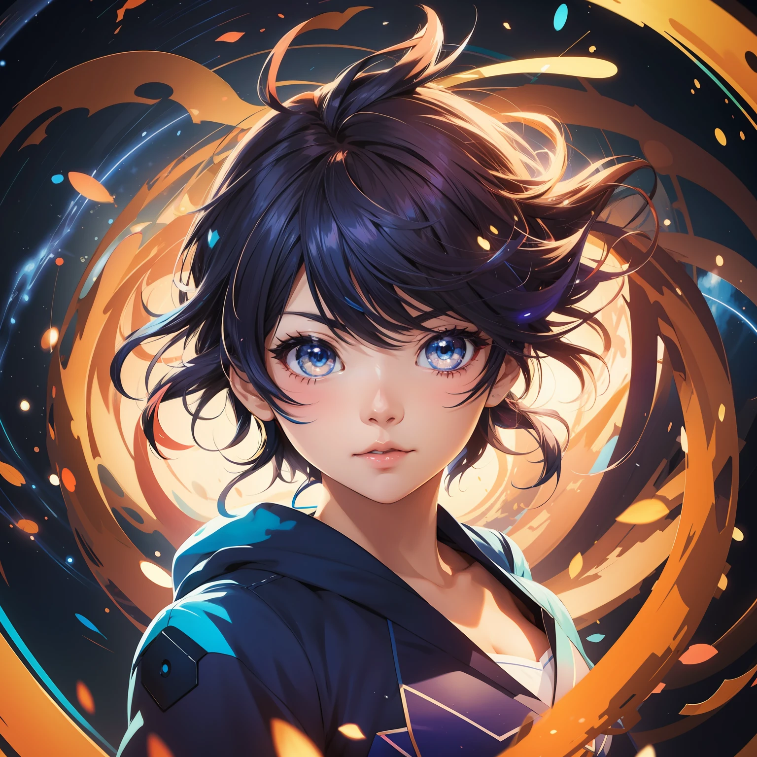 Anime girl with blue eyes and black hair in a spinning circle, estilo anime 4K, Artgerm extremamente detalhado, arte de anime digital detalhada, Anime Art Wallpaper 4K, Anime Art Wallpaper 4K, arte de anime digital, Artgerm. anime illustration, Anime Art Wallpaper 8K, arte digital estilo anime, Artgerm e Atey Ghailan
