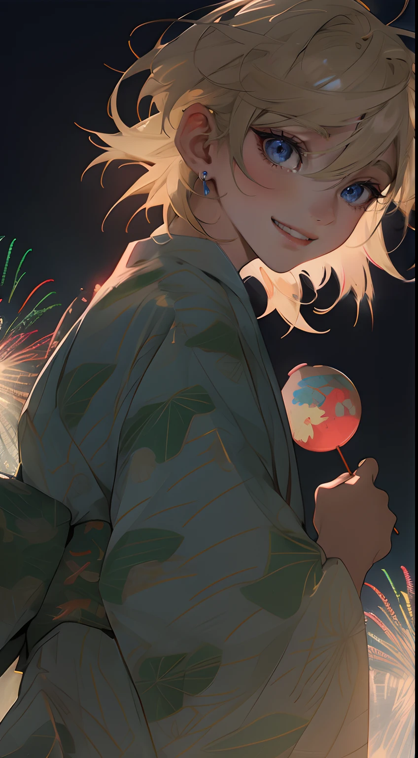 male people、twinks、Blue eyes、Jewel Eyes、Show your teeth and smile、((Slender eyes))、Rin々Shibi