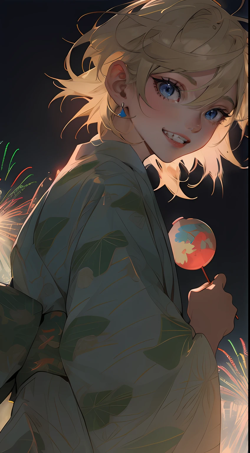 male people、twinks、Blue eyes、Jewel Eyes、Show your teeth and smile、((Slender eyes))、Rin々Shibi