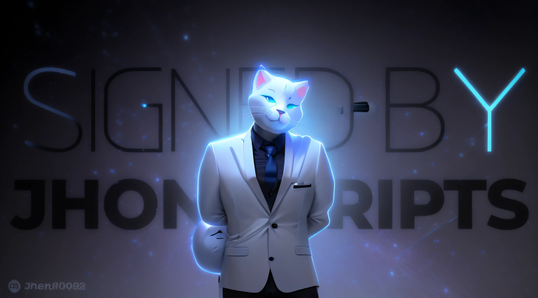 Image of a man in white suit and tie with cat mask, CGNode, inspirado em Niko Henrichon, foto de perfil 1024px, inspirado em Theodore Major, suave em _ O pano de fundo, Gatilho Estilo de Arte de Anime, generic furry style, inspired by Gigadō Ashiyuki, cat in space