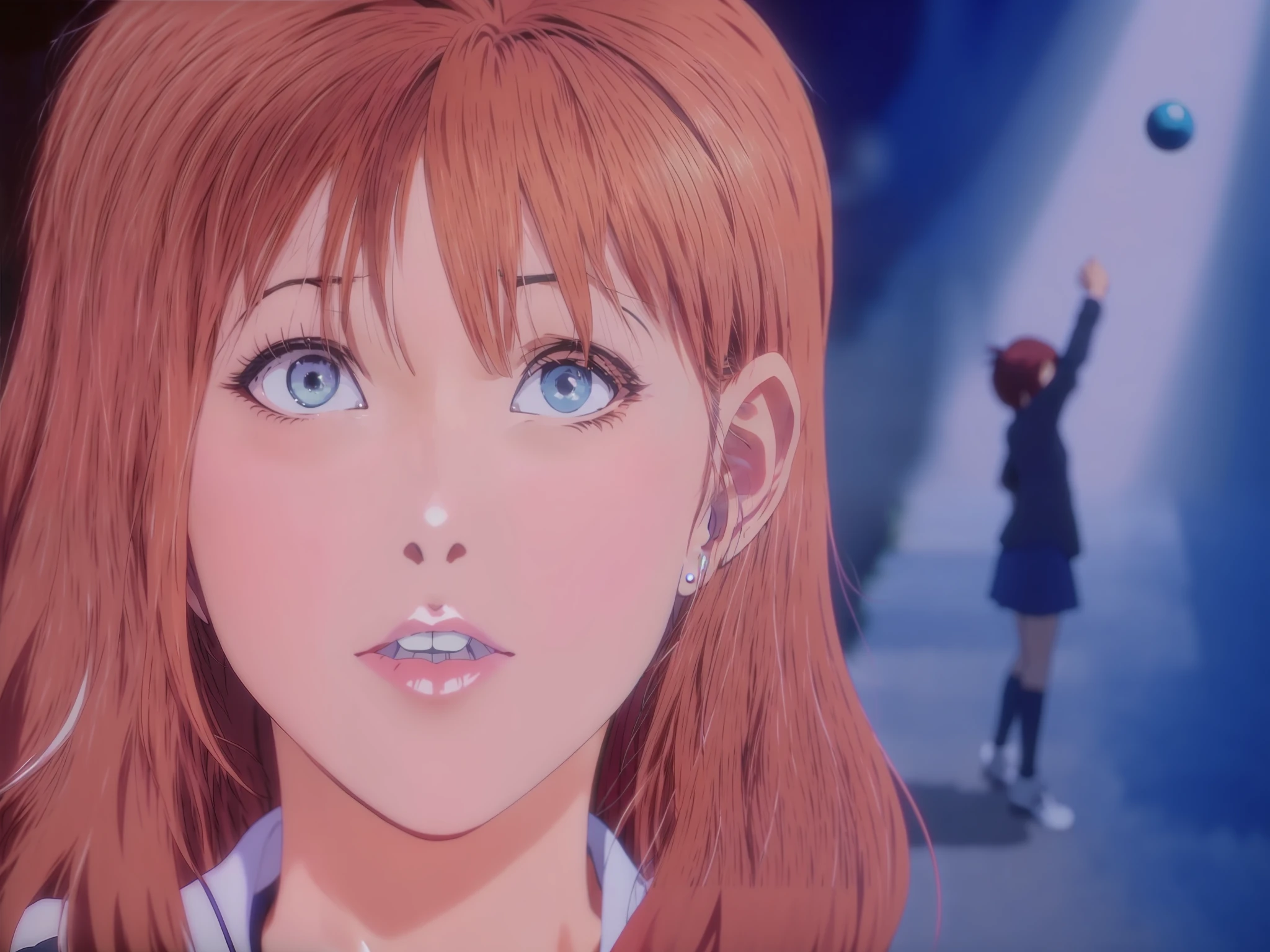 Anime image of a girl reaching for a ball, screenshot from guro anime, screenshot from the anime film, close up of lain iwakura, boromir in an 80\'s anime world, anime visual of a young woman, anime movie screenshot, in the anime film, in the art style of 8 0 s anime, still from tv anime