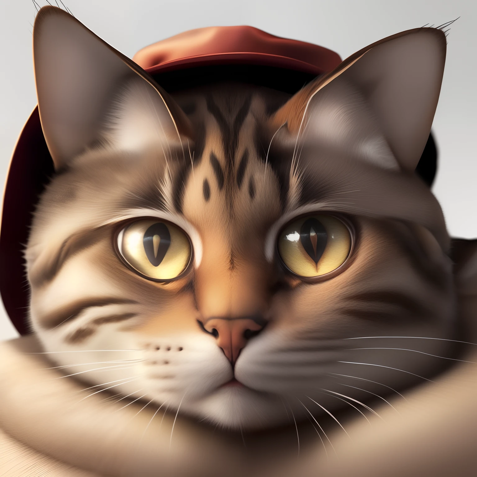 Gato foto, frontal angle, realista, extremamente detalhado, with hat.