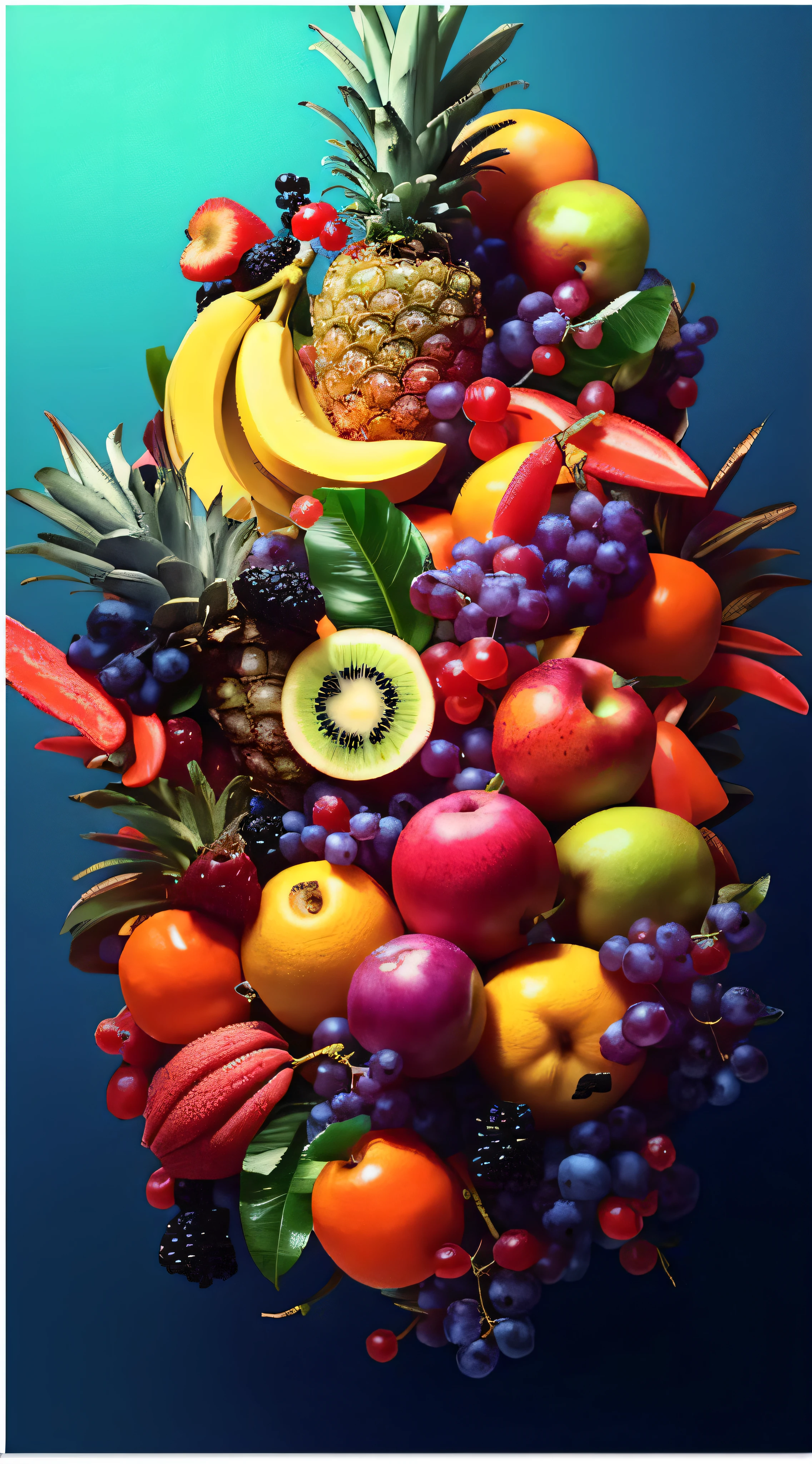 There was a whole bunch of fruit on the table, Fruits, Fresh fruit, tropical fruit, professional fruit photography, made of fruit and flowers, made of flowers and fruit, rich colourful, fruits world, colored fruit stand, Vibrant colors, full of colour 8-w 1024, vivd colour, gems and diamond for fruit, rich and vivid colors