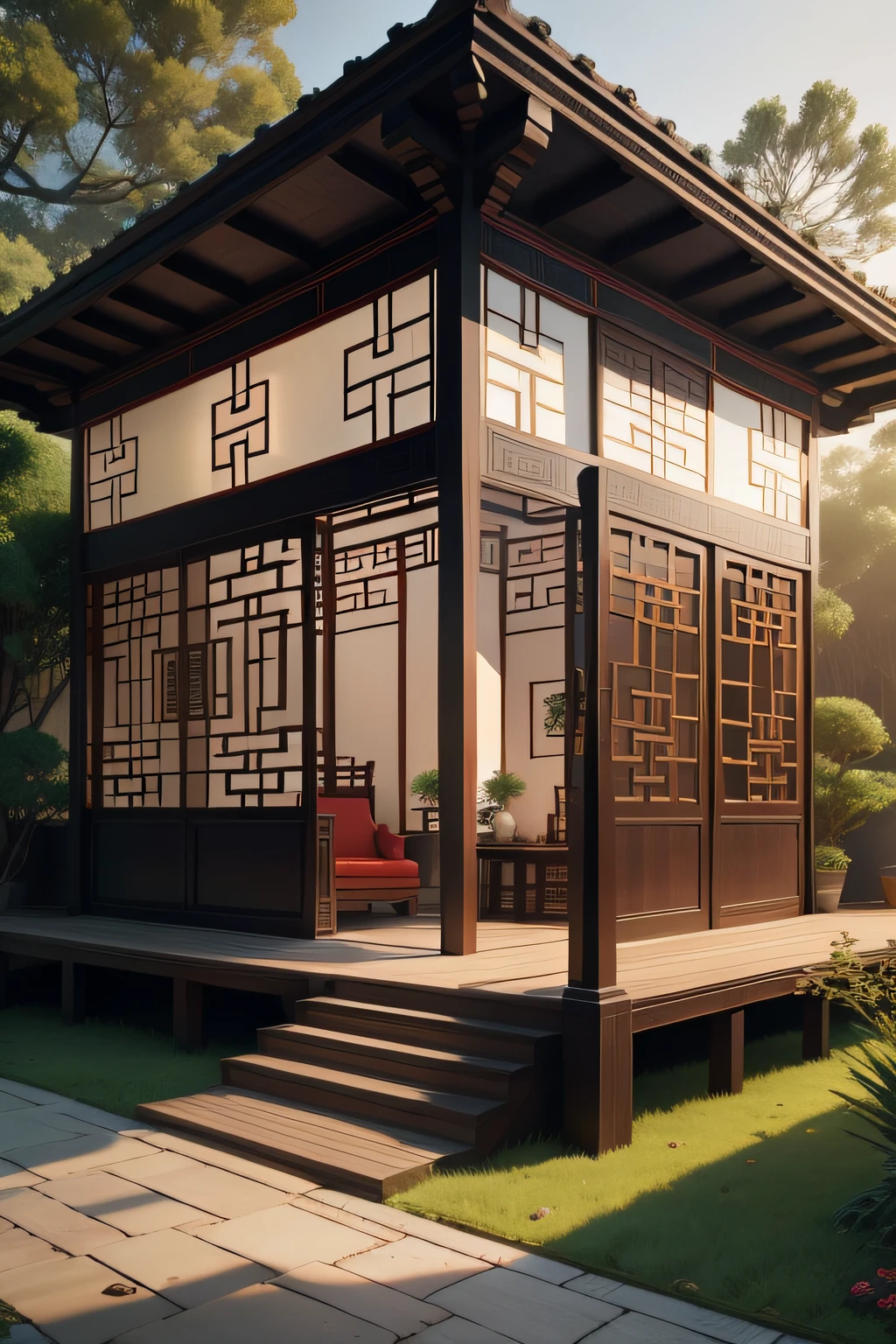 Chinese style glass house