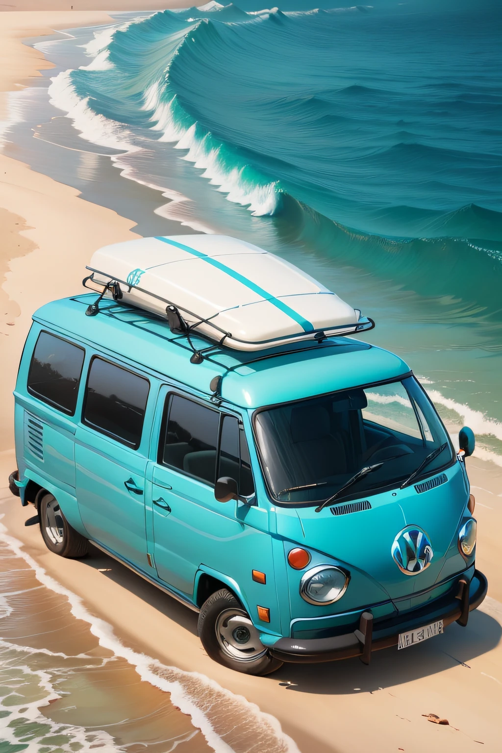 Volkswagen azul com prancha de surf no topo, high detailed illustration.", Vehicle illustration, besouro, cartoon style illustration, estilo de desenho animado, hd illustration, Ultra detailed illustration, Vector illustration, hiper real altamente detalhado, high detailed illustration, High detail illustration, Retro illustration, desenho animado altamente detalhado, Artistic illustration, arte vetorial altamente detalhada, a beautiful artwork illustration
