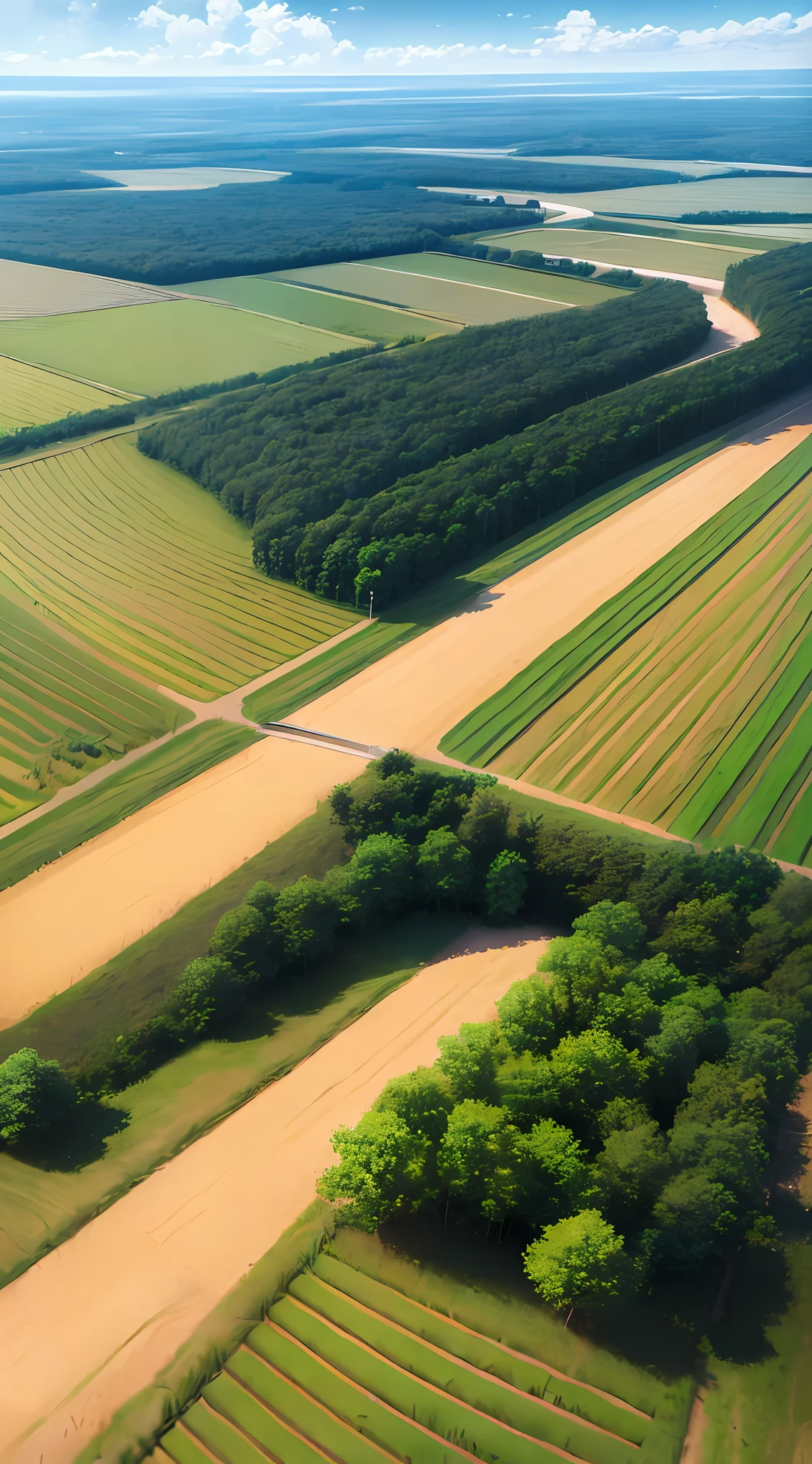An old farmer carrying a flat burden, walking on the winding path of the countryside, big clouds, blue sky, rice fields, neat rice seedlings in the field, forest, hillside, secluded, countryside, HD detail, hyper-detail, cinematic, surrealism, soft light, deep field focus bokeh, ray tracing and surrealism. --v6