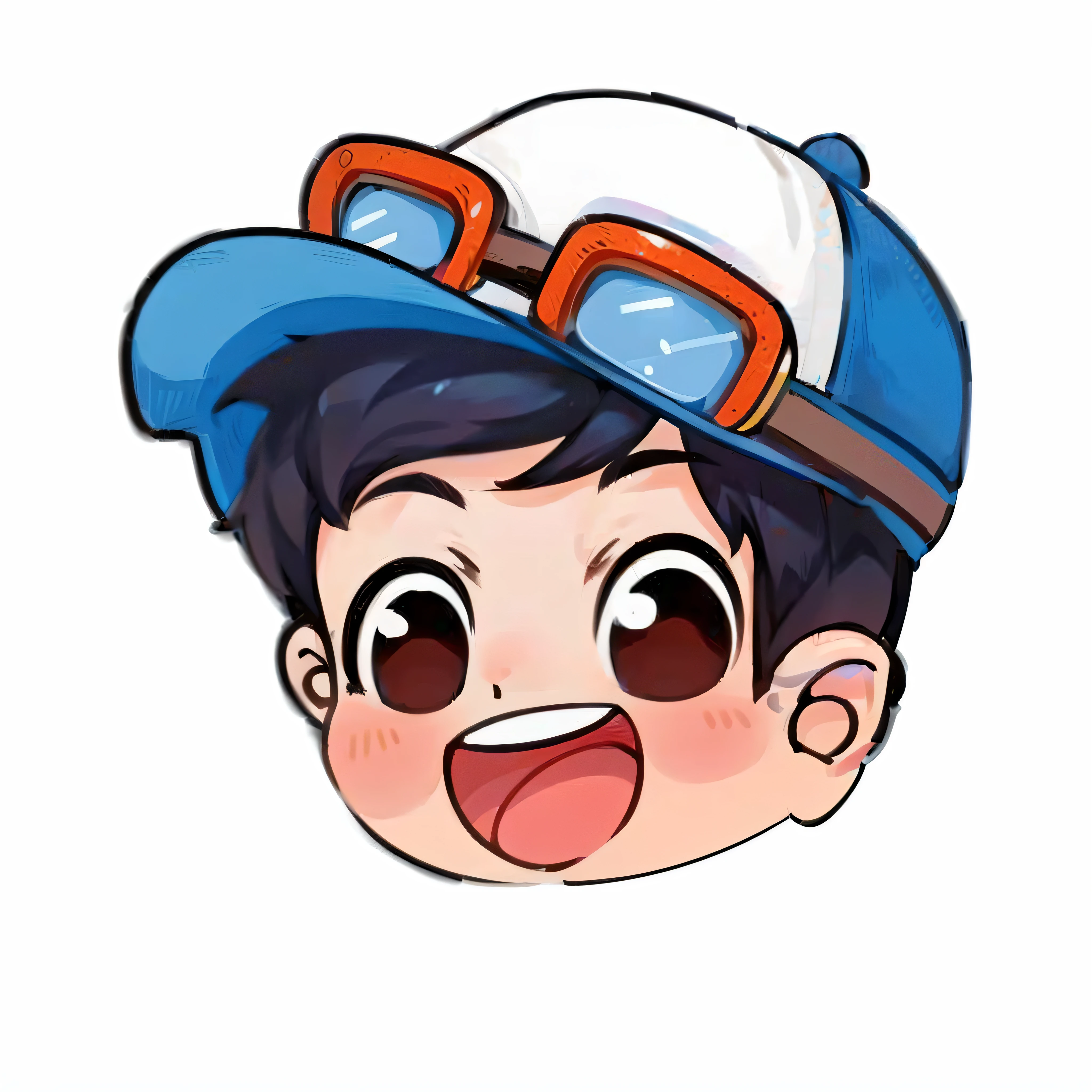 A cartoon boy with a hat and goggles on his head, Ruan cute vtuber, tchibi, twitch emote, discord profile picture, Cartoon Art Style, hero 2 d fanart artsation, telegraph stickers, 2 d anime style, upper body 2d game avatar, Cartoon Cute, booru, 2d icon, kda, Avatar image, V tuber