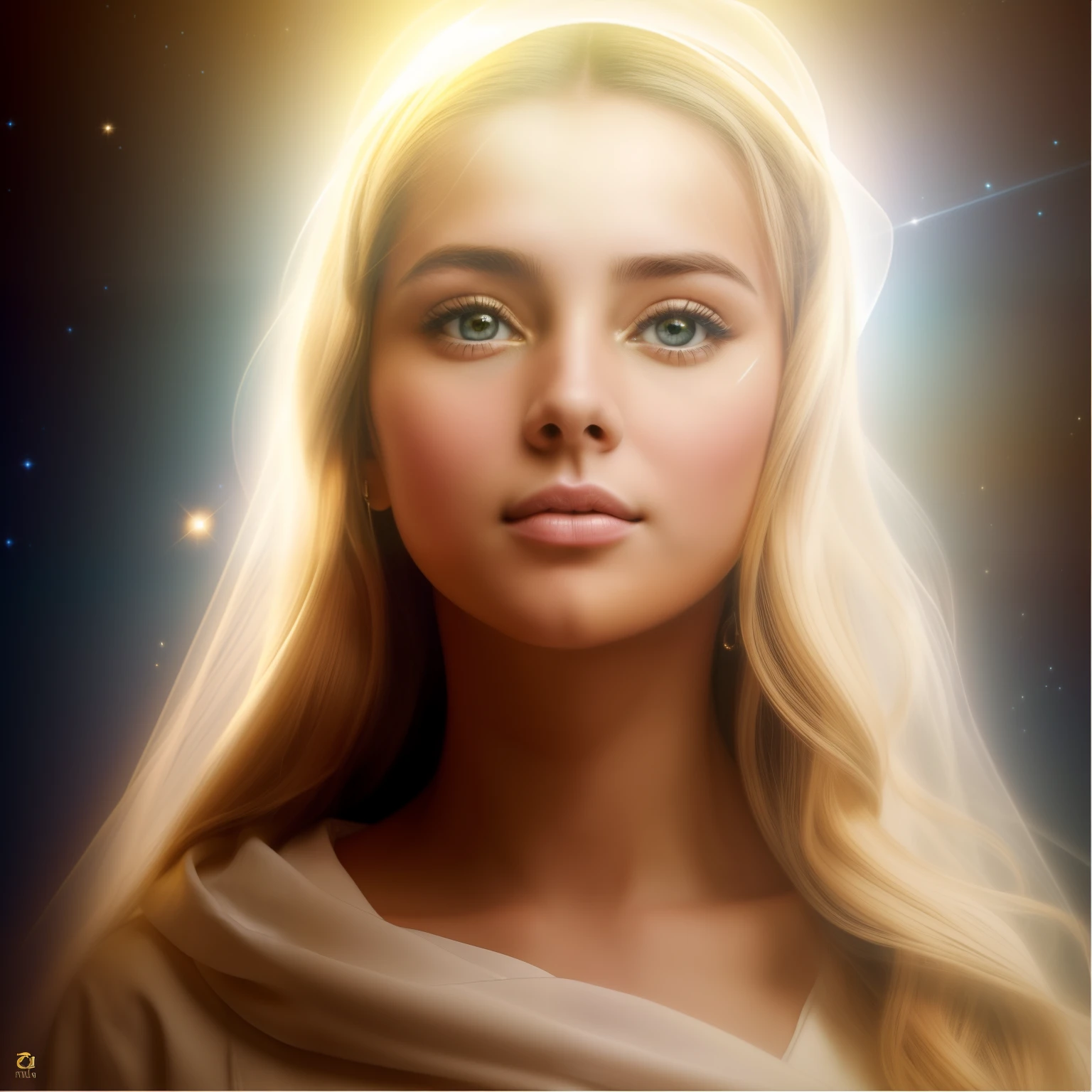 ((Blessed Virgin Mary. 19 years old))) ((( Con una cara seria y piadosa. Con una mirada dulce y tierna))) (obra maestra, calidad superior, mejor calidad, arte oficial, beautiful and aesthetic: 1.2), (1girl), extremadamente detallado, (Arte fractal: 1.3), colorido, highest detailed, Cara perfecta, parte superior del cuerpo, HDR, (orando: 1.3), (golden lines of white coat: 1.2), galaxia, (rayas de luz), eye-catching visuals, (dynamic stripes, senderos luminosos: 1.2), colores vibrantes,