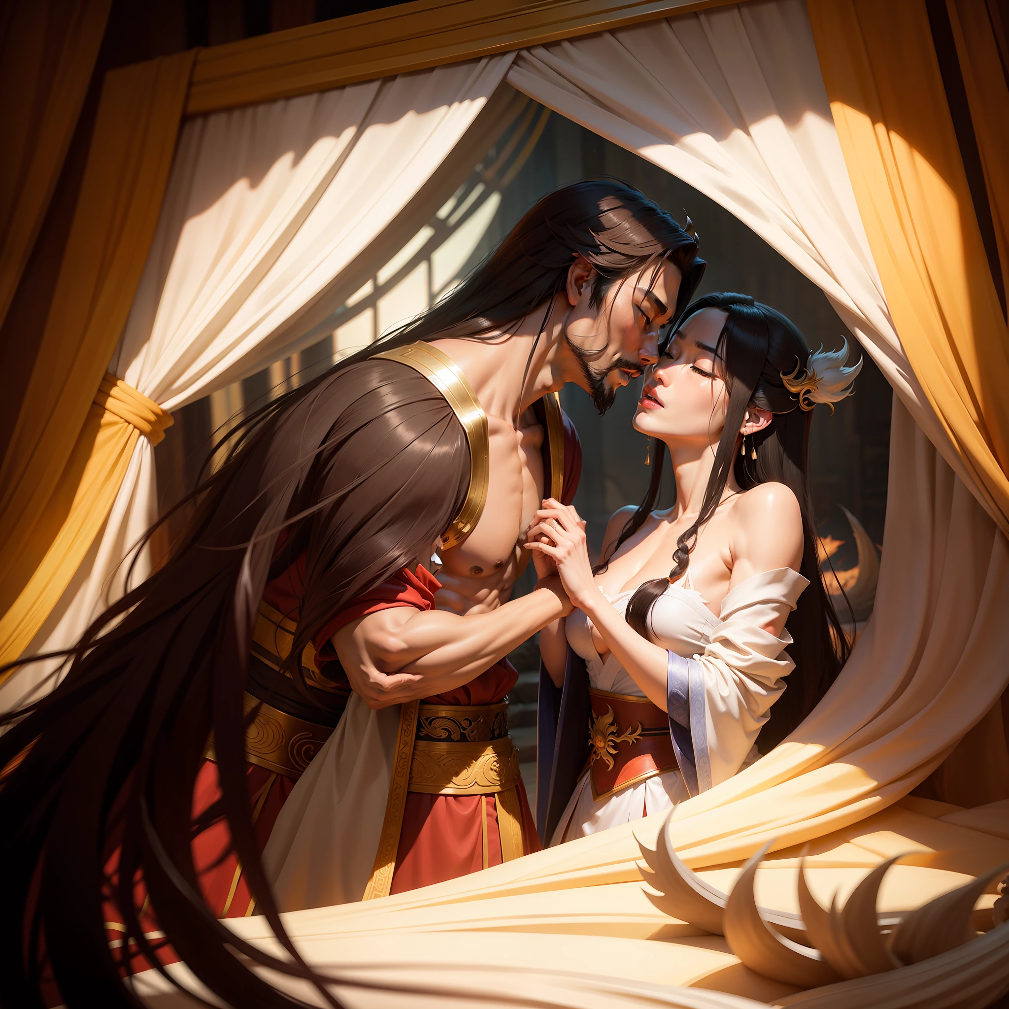 King Shang and the white nine-tailed fox demon kiss