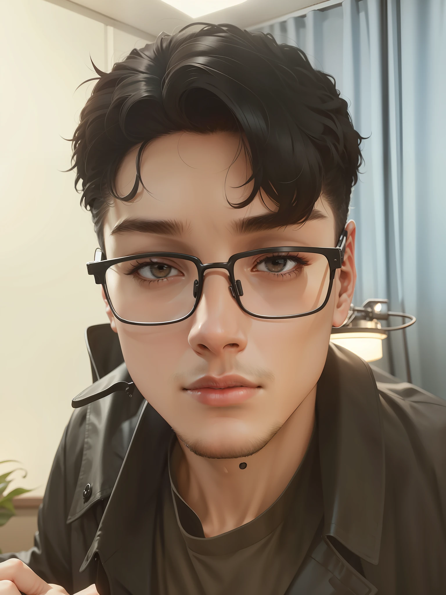 Late at night young man lonely reciting poetry moon falling leaves wearing a black trench coat expressionless