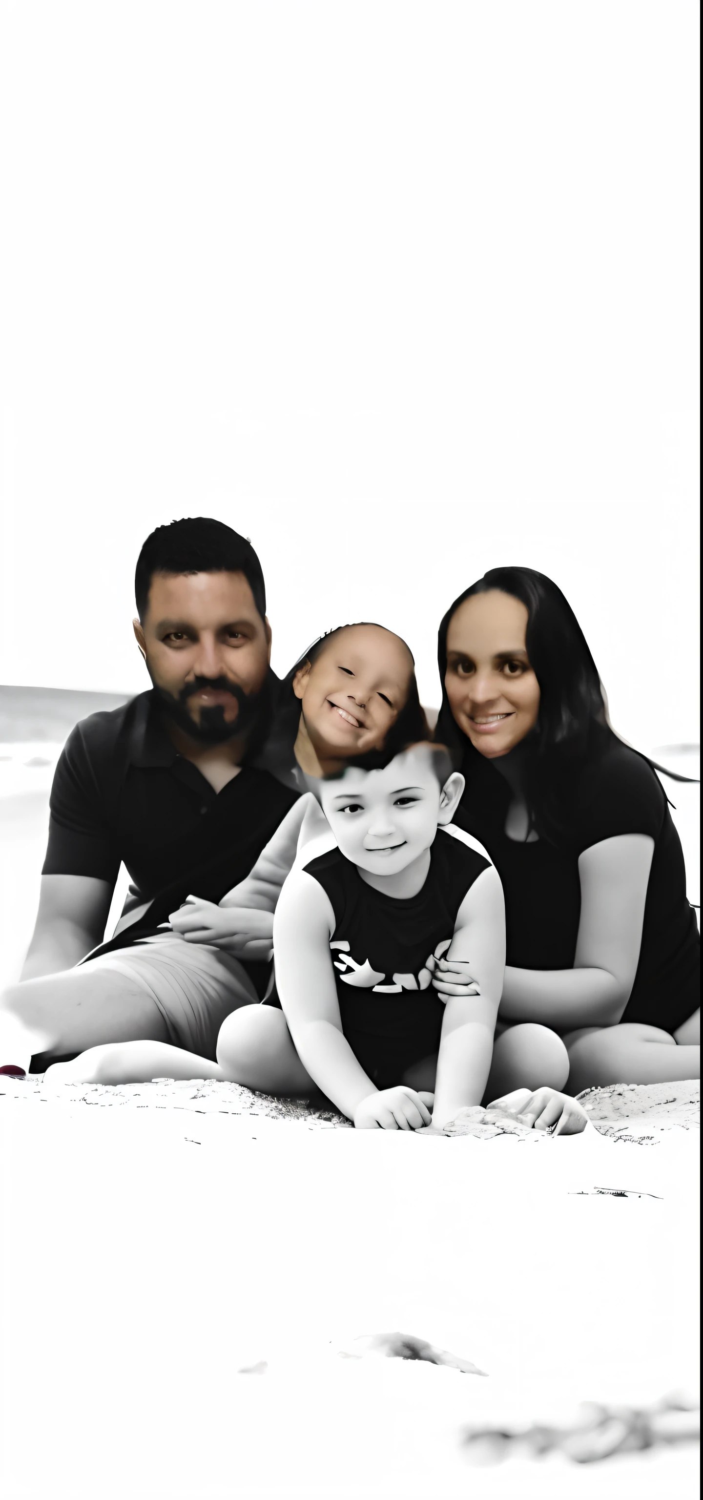 FAMILY DOING PHOTO ESSAY ON THE BEACH