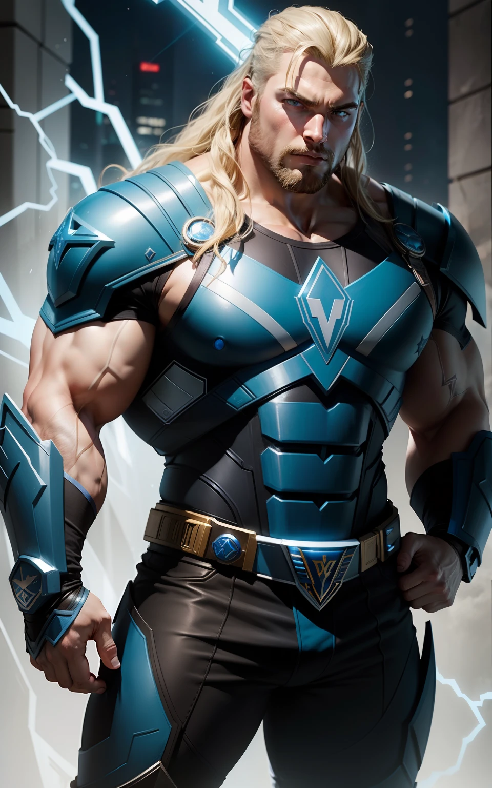 "Blue Power ranger with Thor-inspired design"