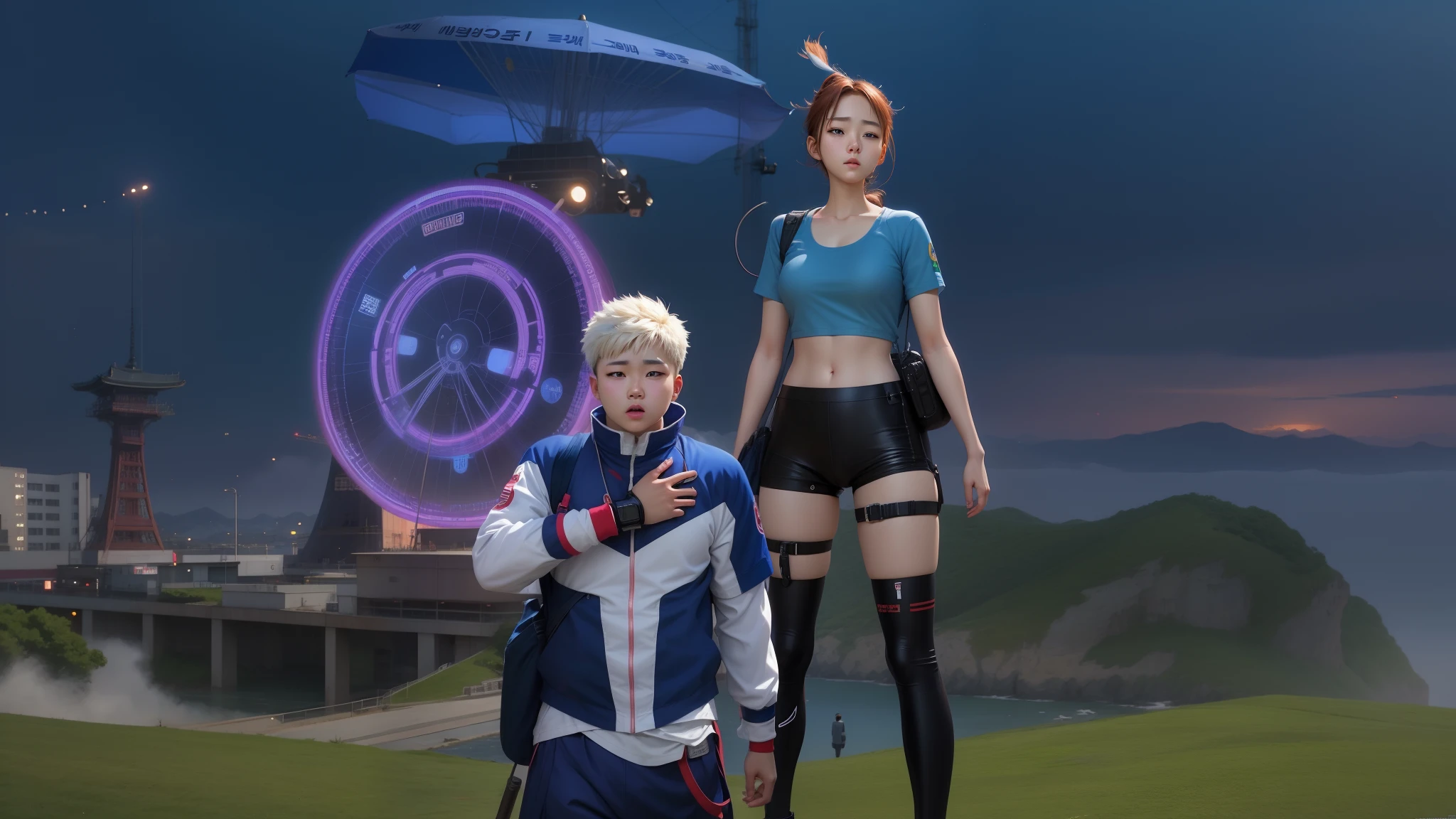 Anime, realistic, 2 person, boy and girl, Korea,