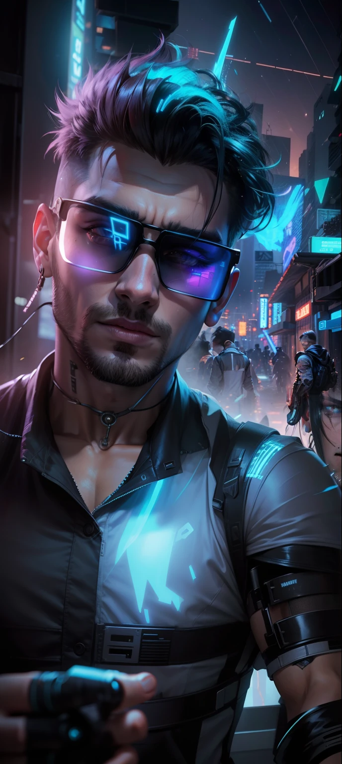 Change background cyberpunk handsome boy. Realistic face, 8k, ultra Realistic