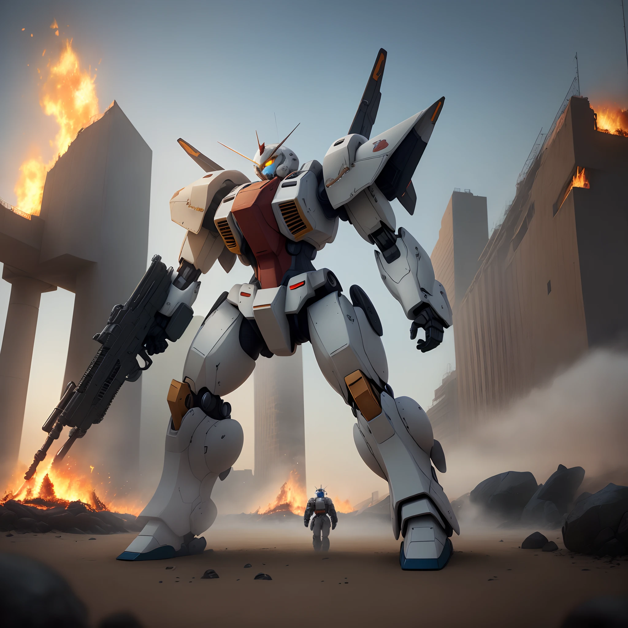 Surrealism, Ray Tracing, Photorealistic, UHD, High Detail, 32k, Best Quality, Textured Skin, Gundam Mecha, Flight, Funnel, Mecha Ship, Masterpiece, Best Quality, Mecha, Unmanned, (Full Body), (Black Mecha: 1.8), (Axisymmetric: 1.4), (HDR), (Movie Light: 1.1), White Eyes, Cool, Science Fiction, Fire, Universe, oversized shield, mecha man overlooking the background of the earth, with laser cannon beams, wars, conflicts, weapons in hand (has a huge weapon: 1.5),