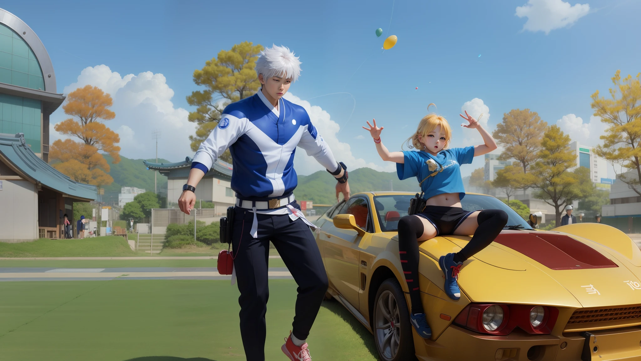 Anime, realistic, 2 person, boy and girl, Korea,