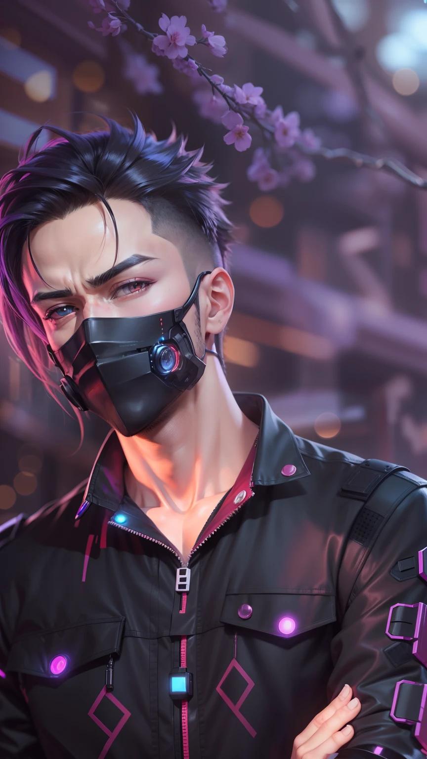 Anime eye, smart, cyberpunk,8k, handsome,devel eyes, anime hairstyles,man, light, ultra realistic