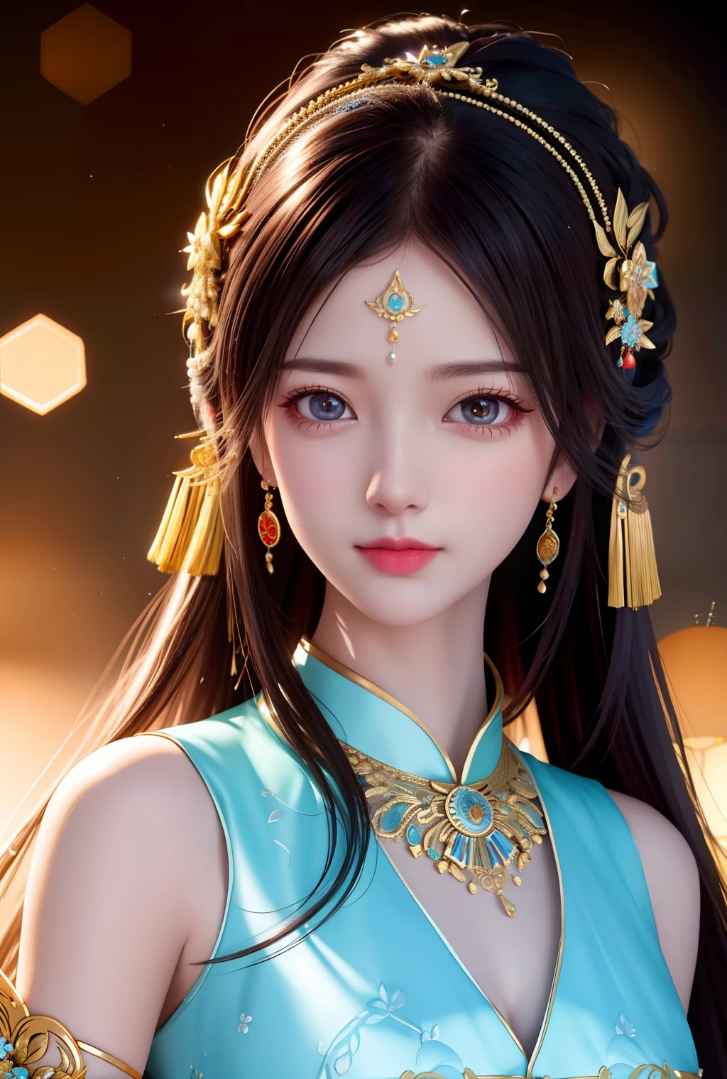 best quality, masterpiece, highres, 1girl,china dress,hair ornament,necklace, jewelry,Beautiful face,upon_body, tyndall effect,photorealistic, dark studio, rim lighting, two tone lighting,(high detailed skin:1.2), 8k uhd, dslr, soft lighting, high quality, volumetric lighting, candid, Photograph, high resolution, 4k, 8k, Bokeh,
cyan close