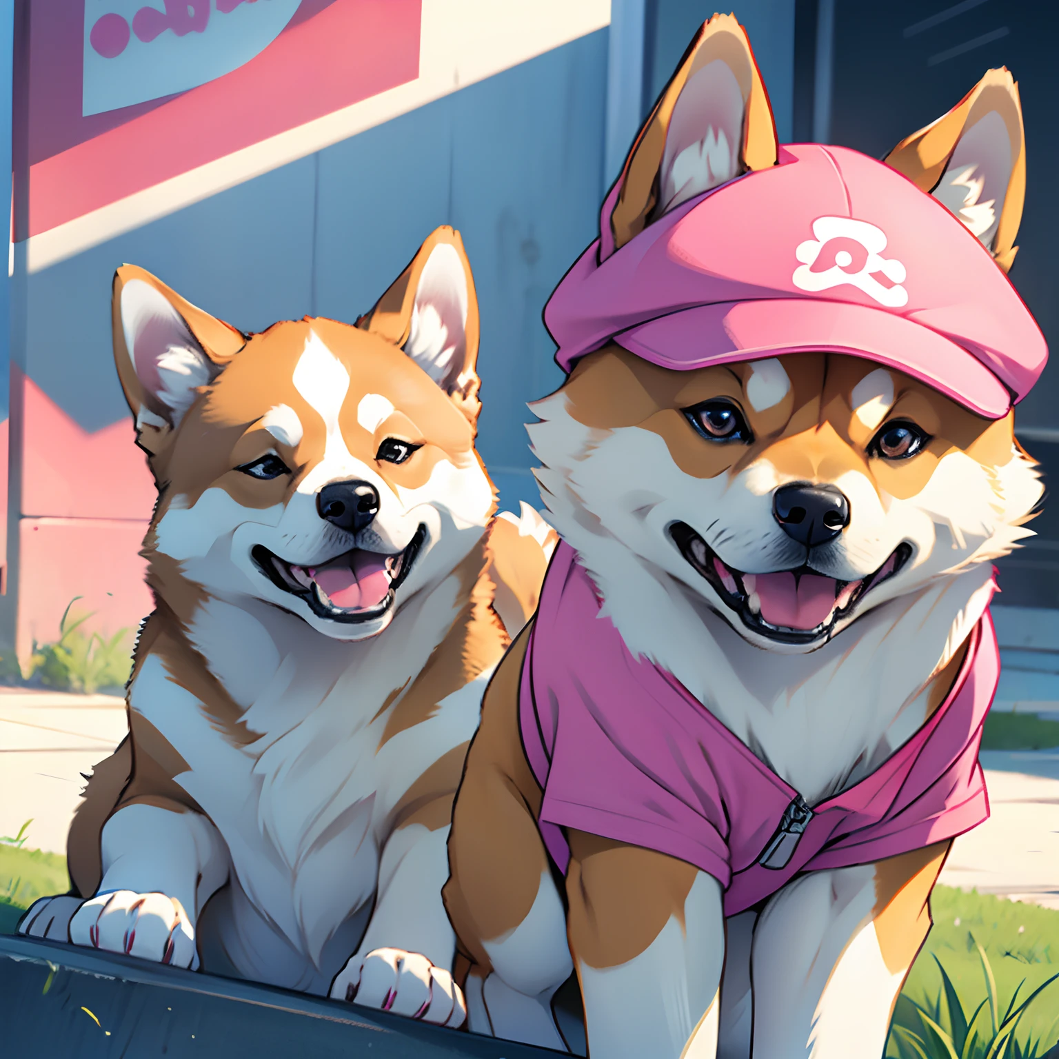 A Shiba Inu who laughs again，in pink --auto