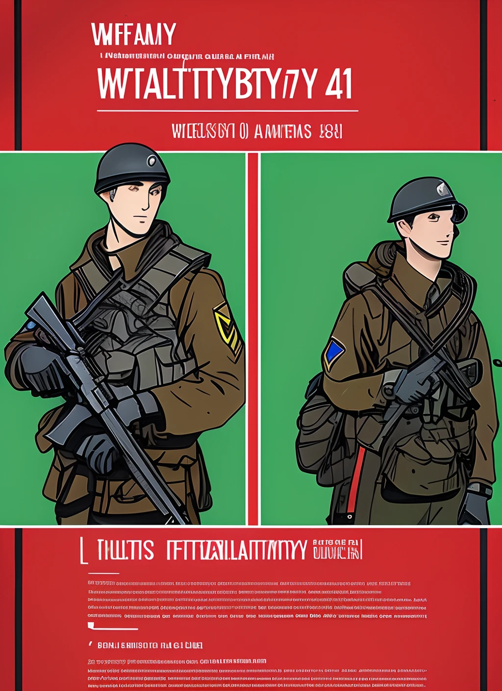 WWII Germany Infantry Details Anime Style Armed mp40 submachine gun