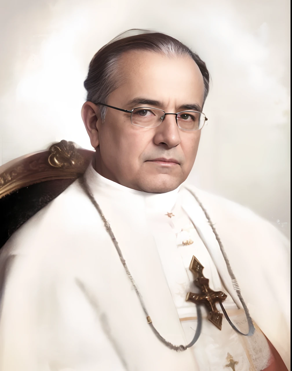 Foto de um homem com um manto branco e um colar de cruz, bartolome ros, Pablo Hurtado de Mendoza, abbondio stazio, Donoto Giancola, Vicotr Hugo Harmatiuk, christian saint rosace, Retrato do Santo Padre, Alberto Ramon Puig, Furio Tedeschi, Fausto de Martini, PAPA PIO XI, foto realista detalhada, cinematic 8k, Colors of the Season