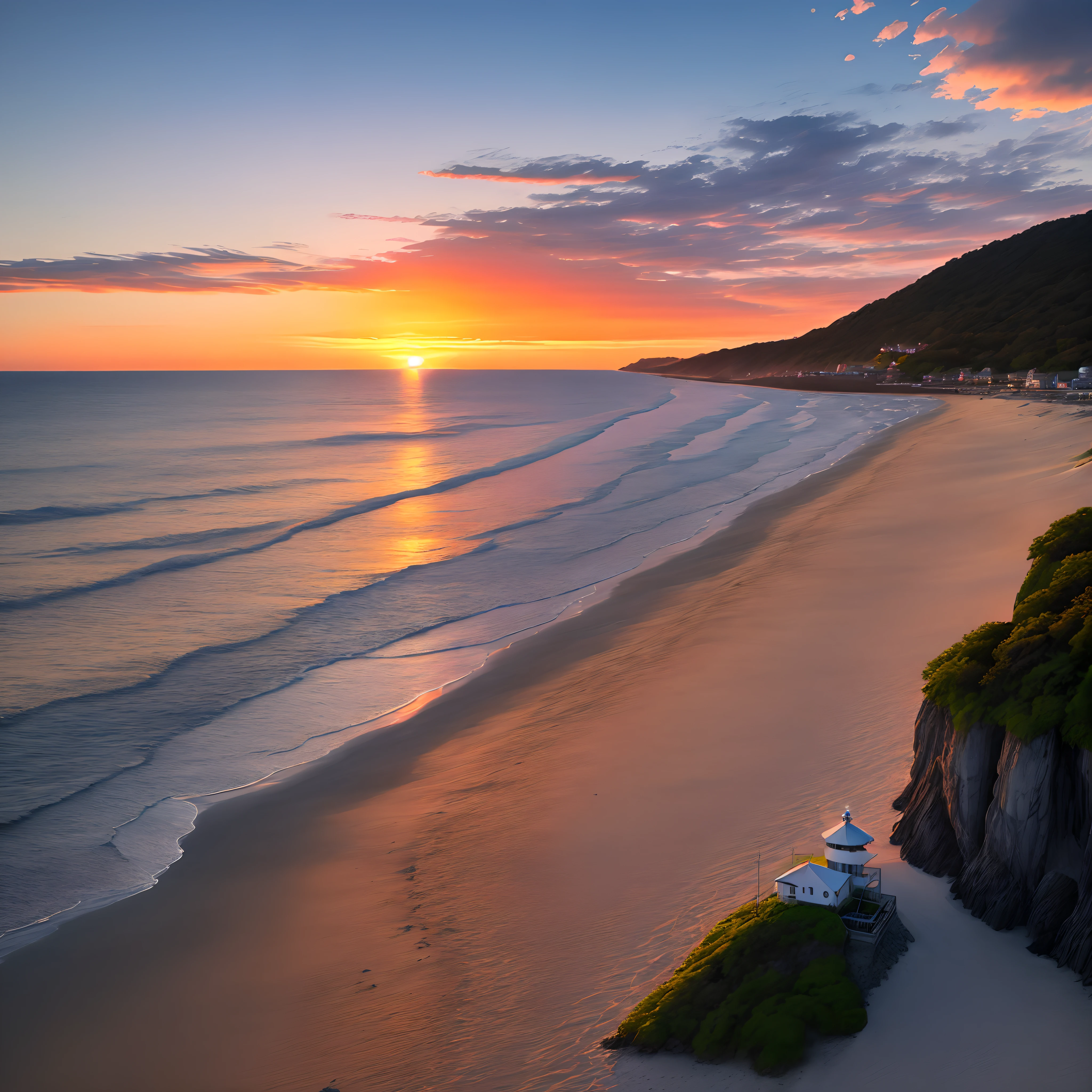 Seaside sunset beacon