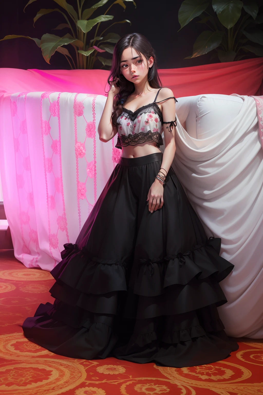 Realistic girl with dark background