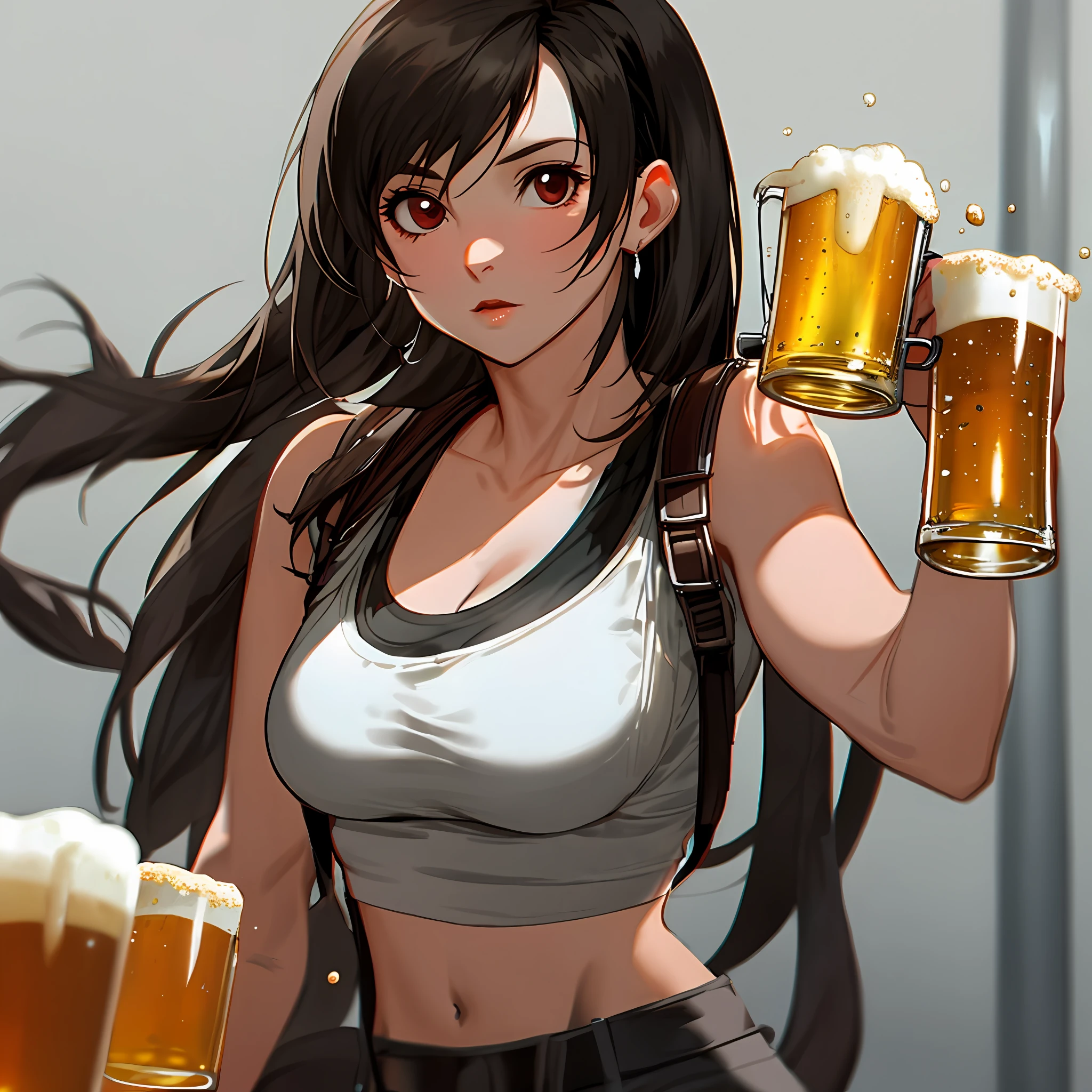 Tifa who drinks beer