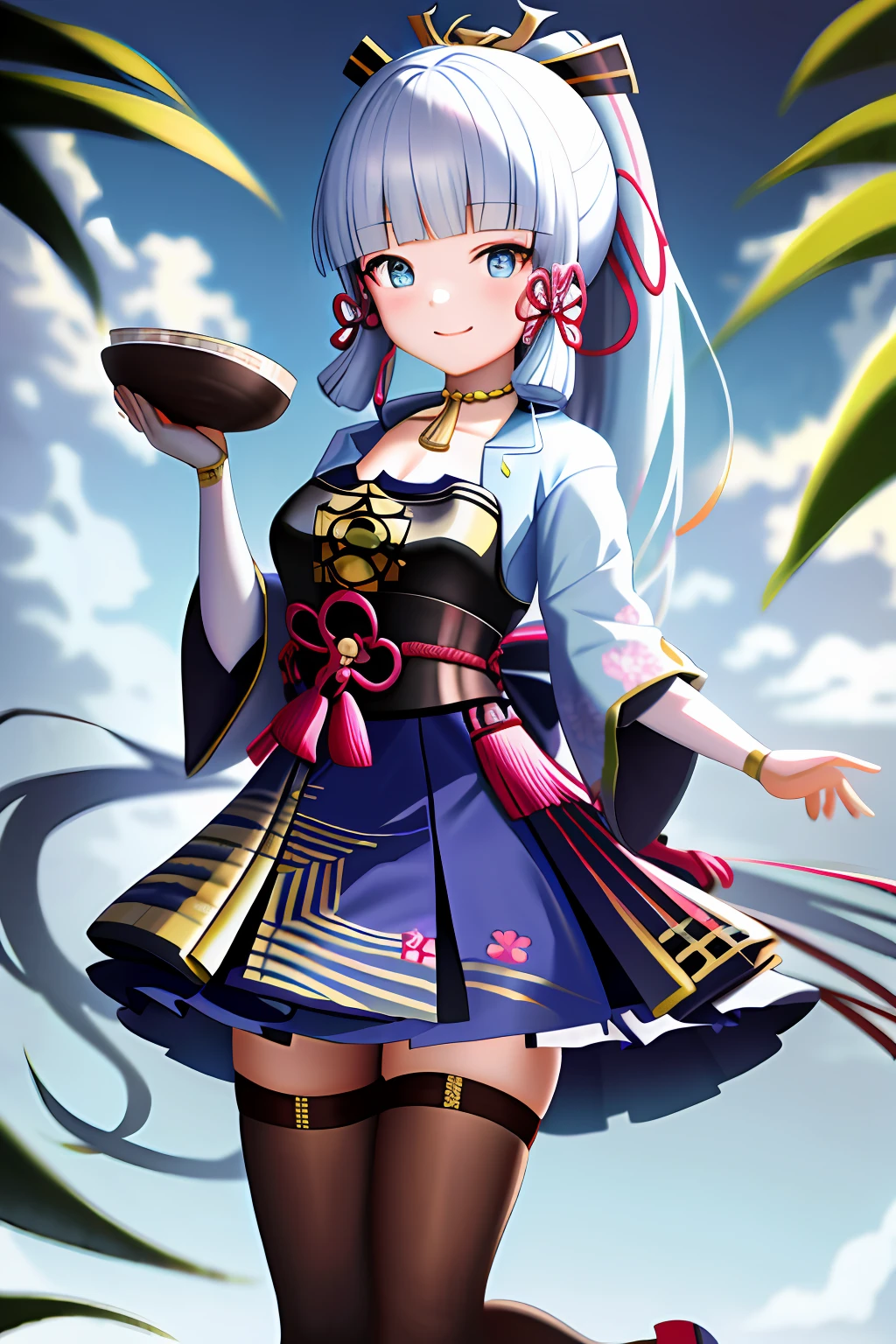 masterpiece, highres, best quality, 1girl solo, kamisato_ayaka, smile, kimono