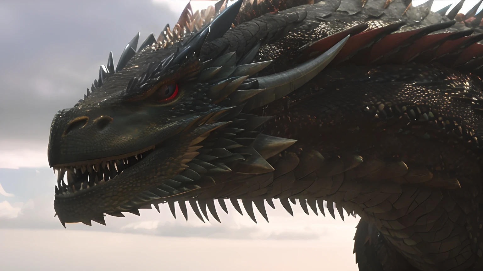 Close-up of a dragon with spikes on its head, Drogon, The dragon's scales cross the hairline;;;;, Frame from "Game of Thrones", jormungandr, Frame from "Game of Thrones", Frame from "Game of Thrones", Dragon with scars, Game of Thrones film still, dragon in the background, Game of Thrones, From the thrones, dragon, dragon head ,Clear image, Red Eye, sharp fangs are clear, beautiful image, Present photo
