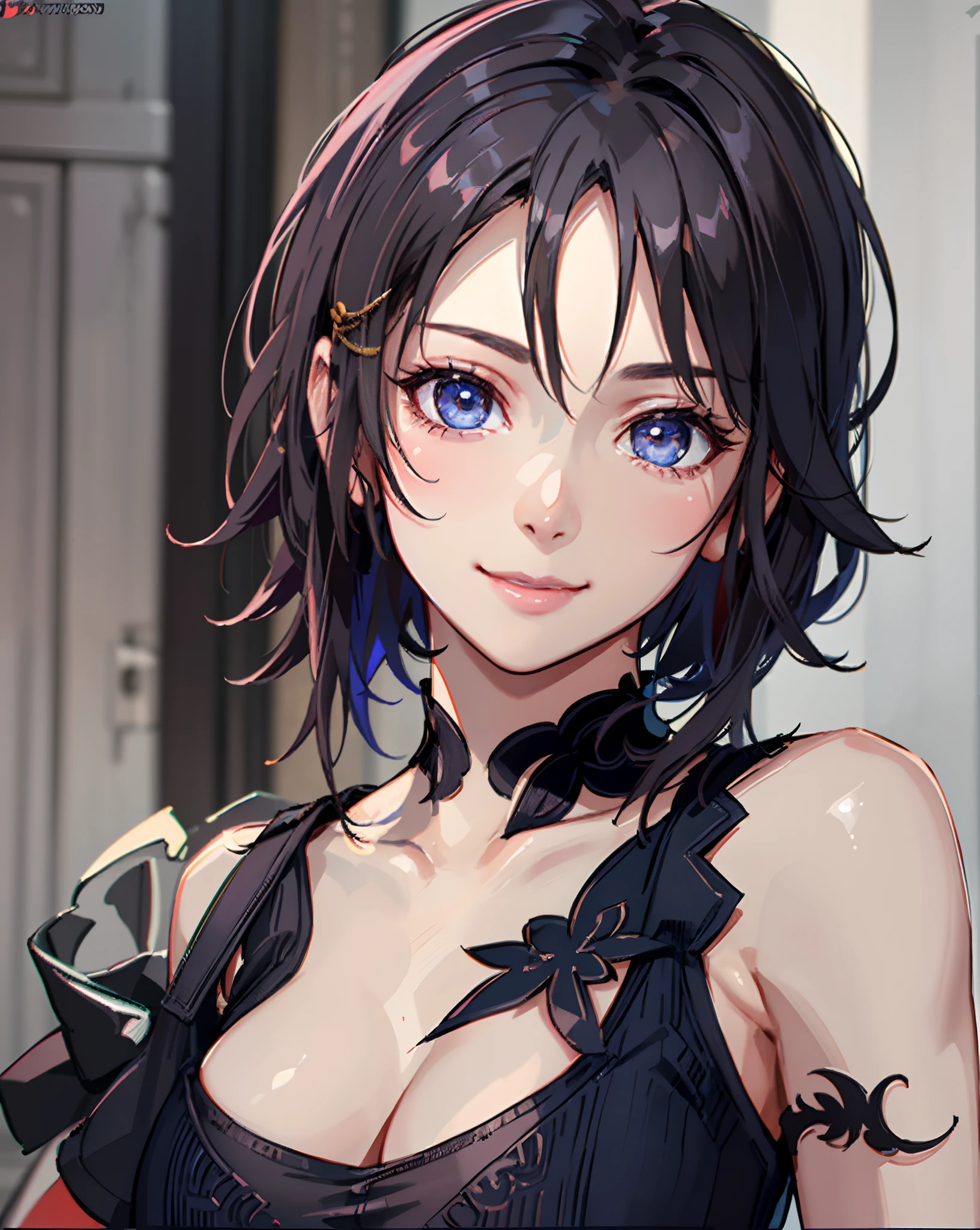 Best Quality, Ultra High Resolution, (Photorealistic: 1.4), Beautiful Eyes, Super Beautiful, Very Short Hair, Beautiful, Sweetheart, T-shirt with Rough Chest, Beautiful Soldier, Eyes That Invite Viewer, Lover's Perspective, Inviting Expression, Sexy Smile, Perfect Style, Perfect Balance, Detailed Skin, Naughty Gaze, Chest Visible