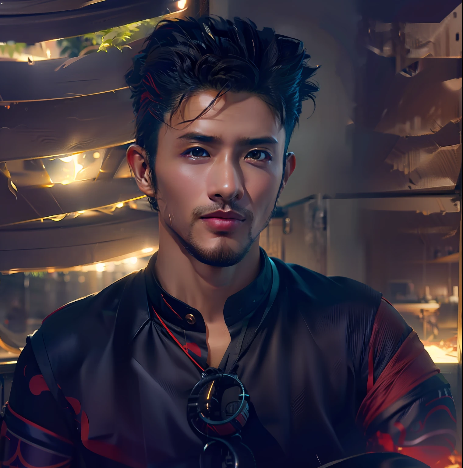 Chang background chyberpunk handsome boy,8k ultra realistic