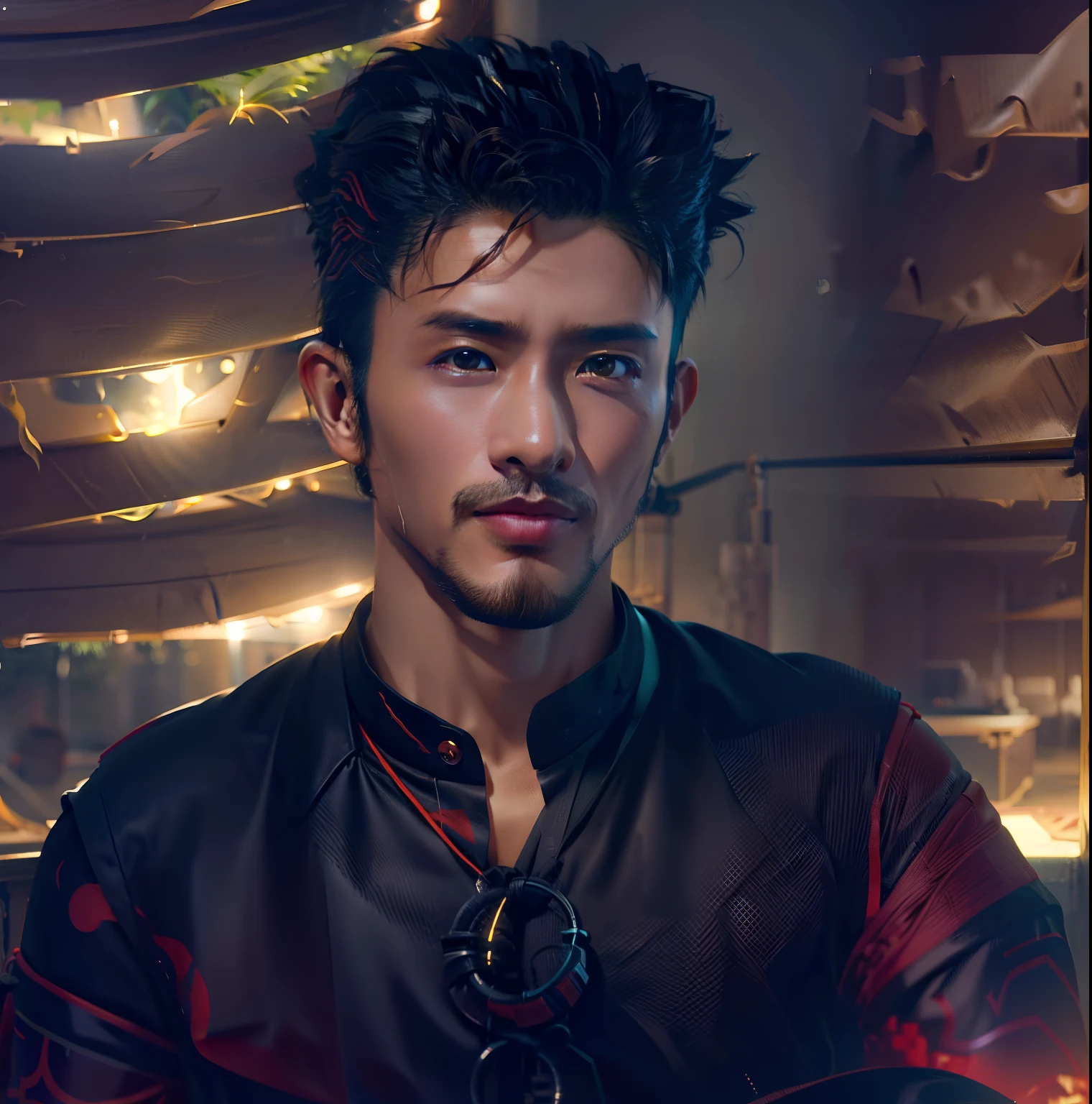 Chang background chyberpunk handsome boy,8k ultra realistic