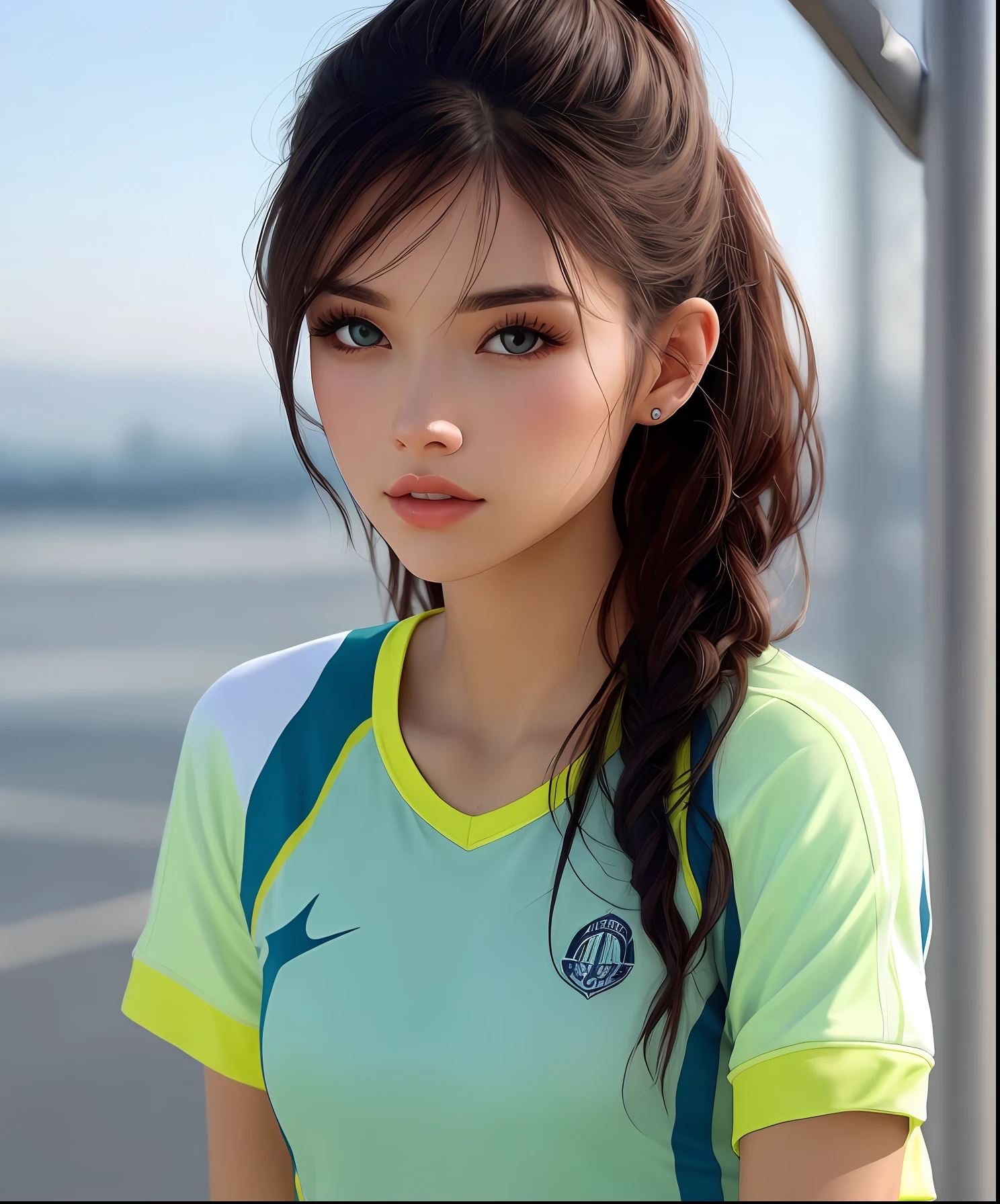 Sportswear beauty，Wearing sweat