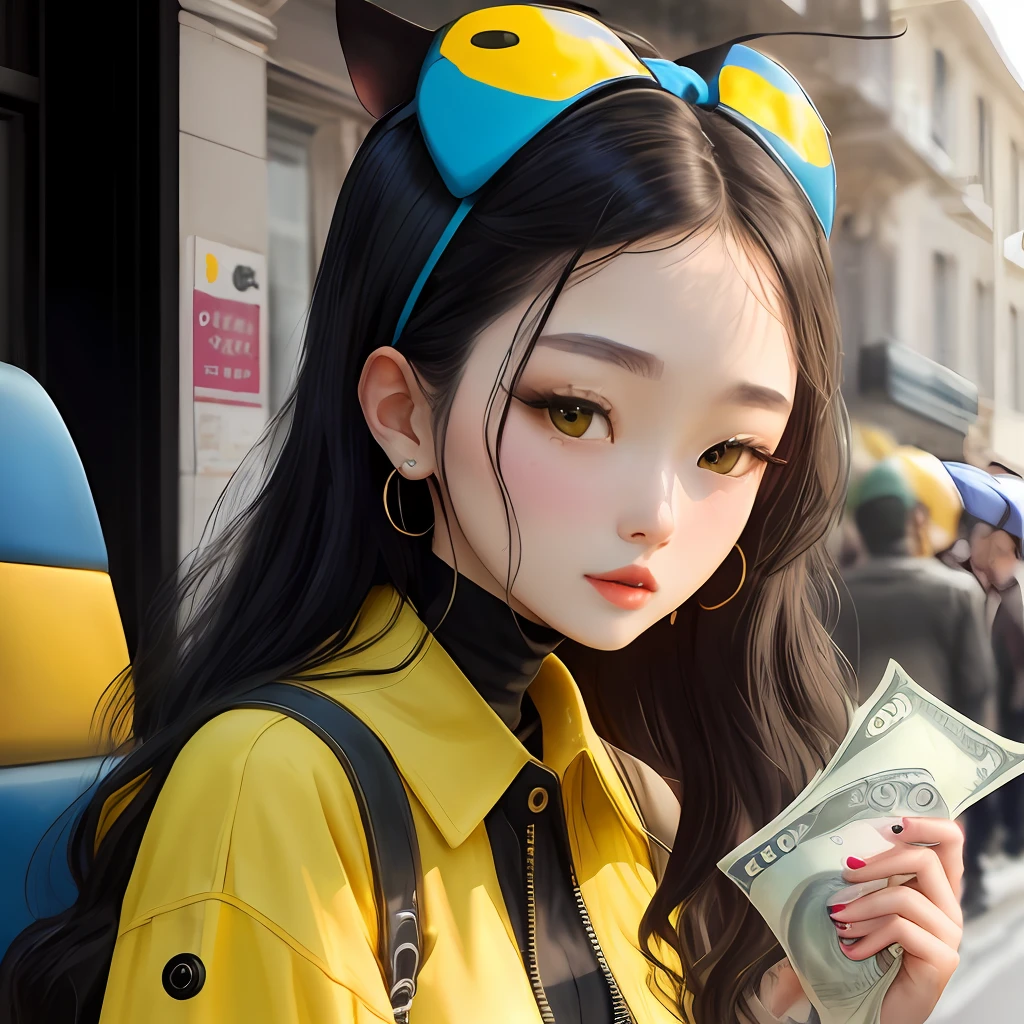 Money + color yellow + blue + black