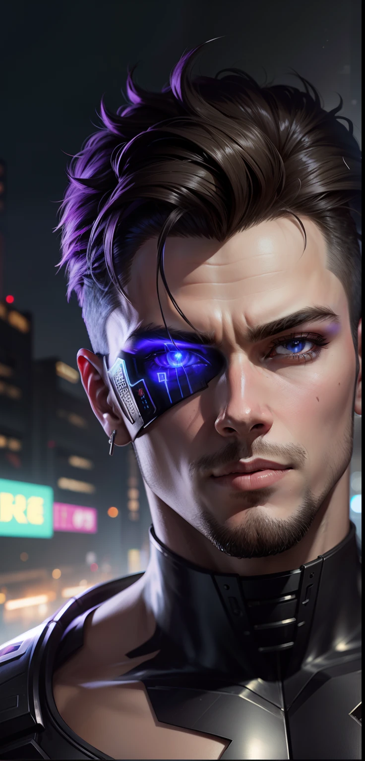 Change background cyberpunk handsome boy, realistic face, 8k, ultra realistic