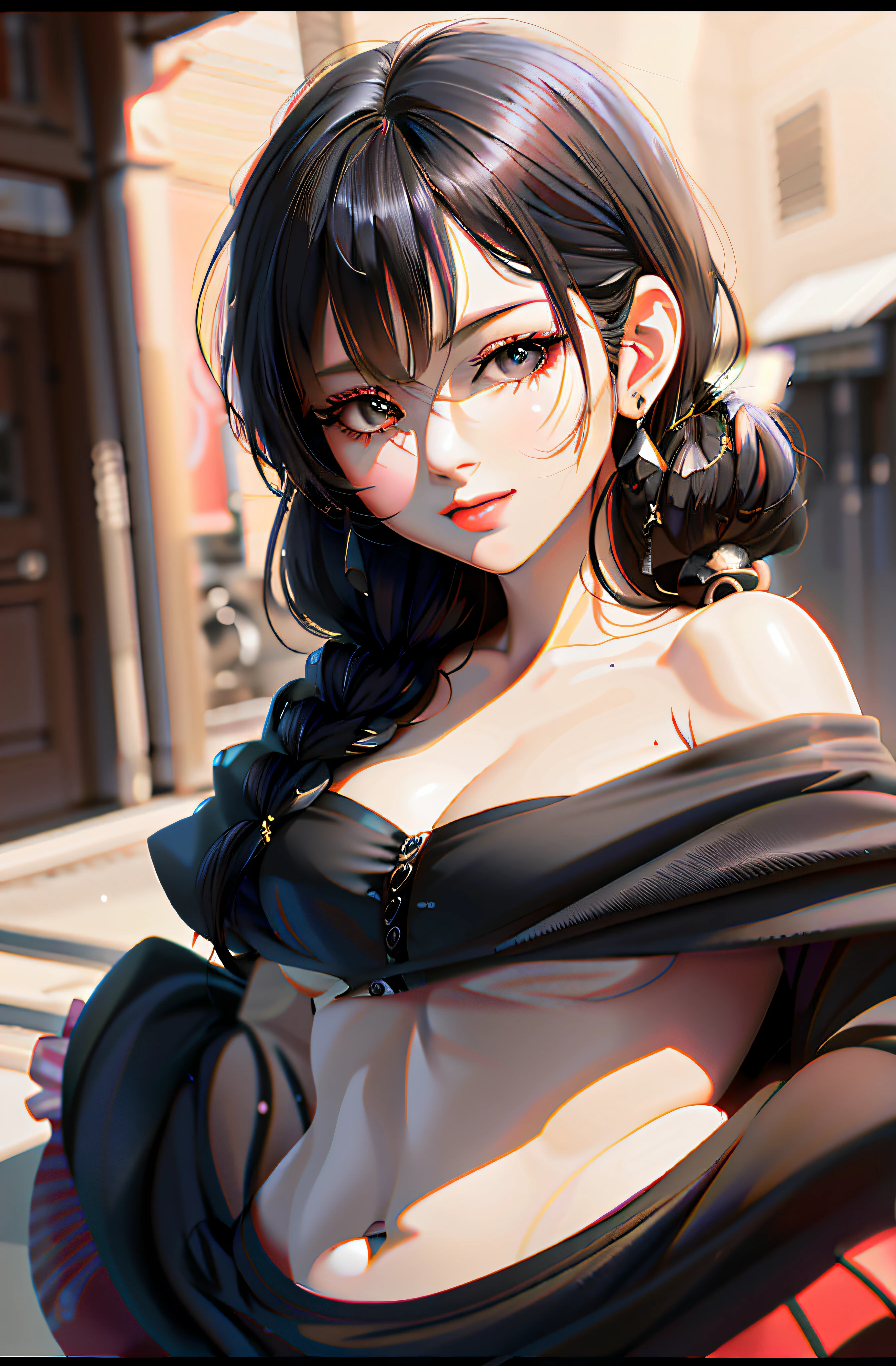 Realistic - stylistic image of a hostess in a black dress, Guviz-style artwork, photorealistic anime girl rendering, 3 d anime realistic, Realistic anime 3 D style, Smooth anime CG art, 8K Artgerm bokeh, Photorealistic anime, realistic anime artstyle, anime realism style, [ 4 K photorealism ]!!
