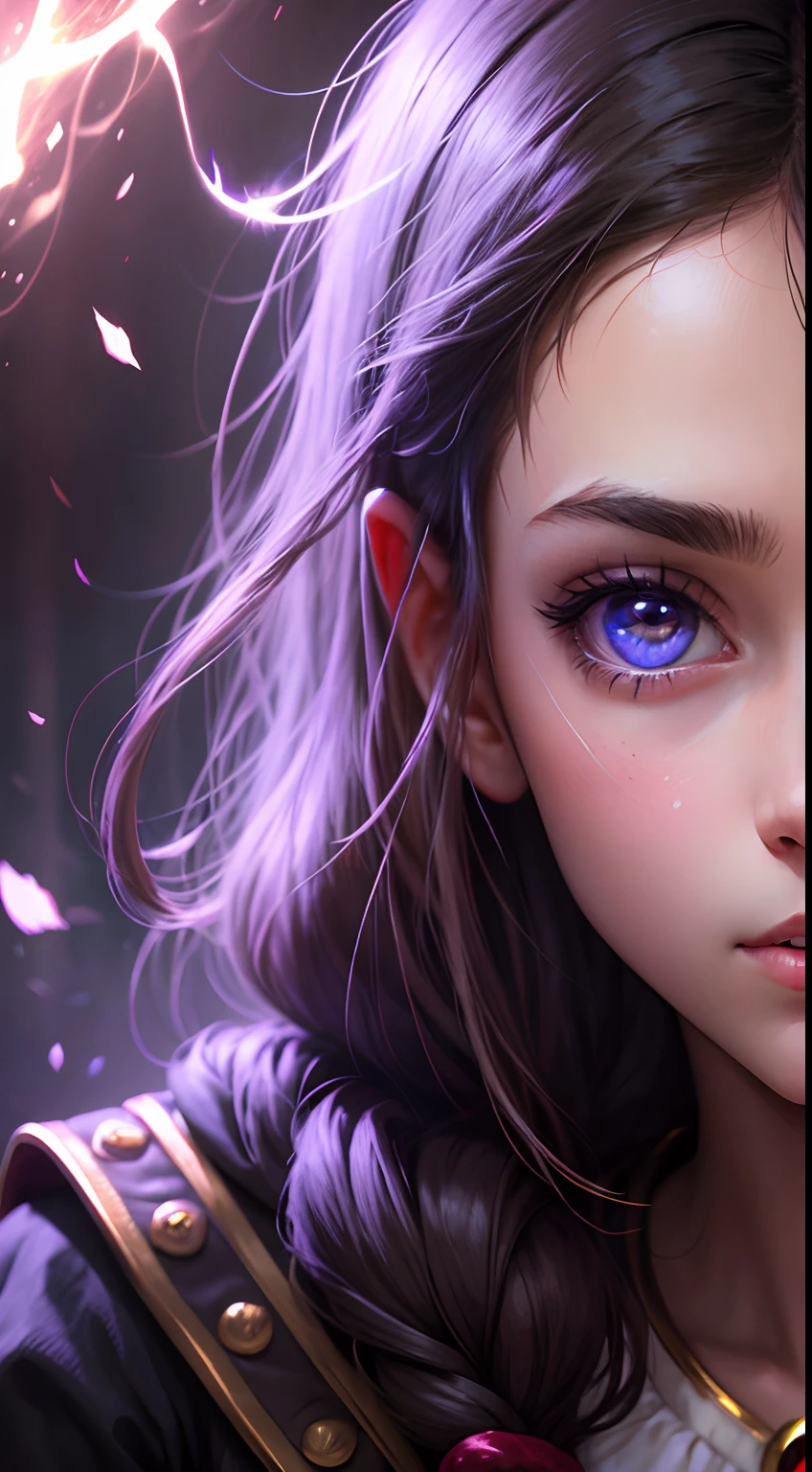 Very Beautiful princesse glowing eyes face portrait zoom